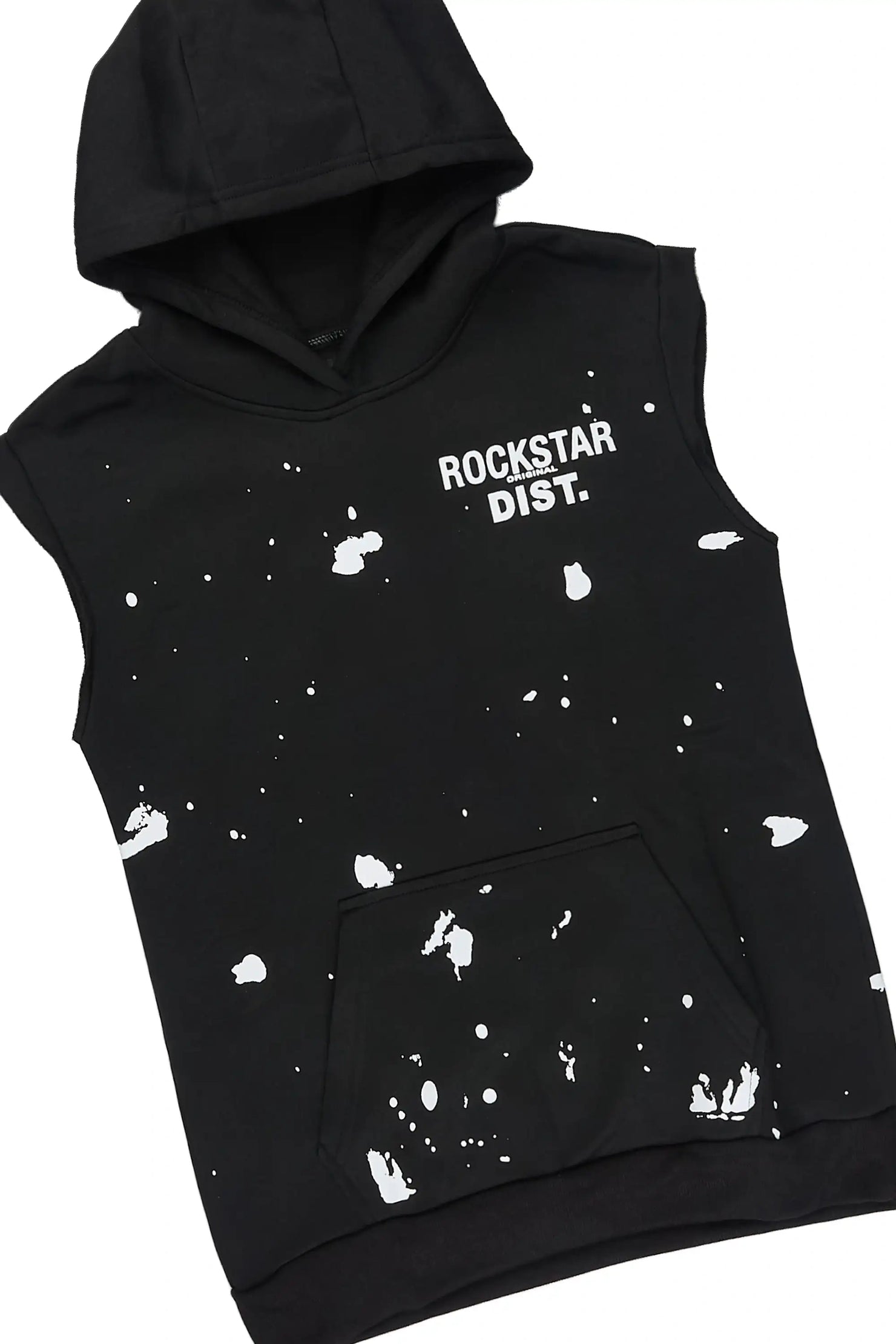 Boys Raffer Black Cut Off Hoodie Short Set