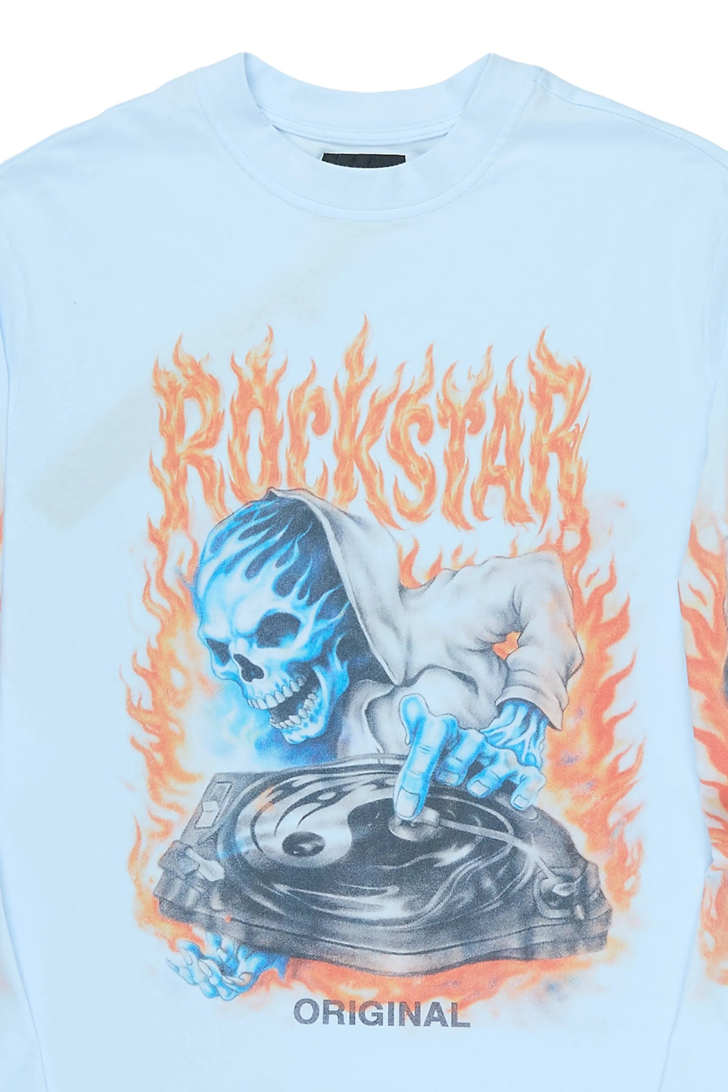 Boys Dice Light Blue Long Sleeve Graphic T-Shirt