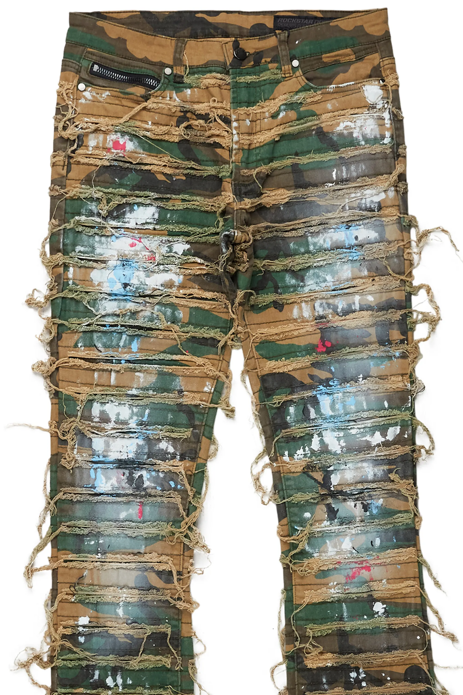 Raith Faded Camo Painter Stacked Flare Jean