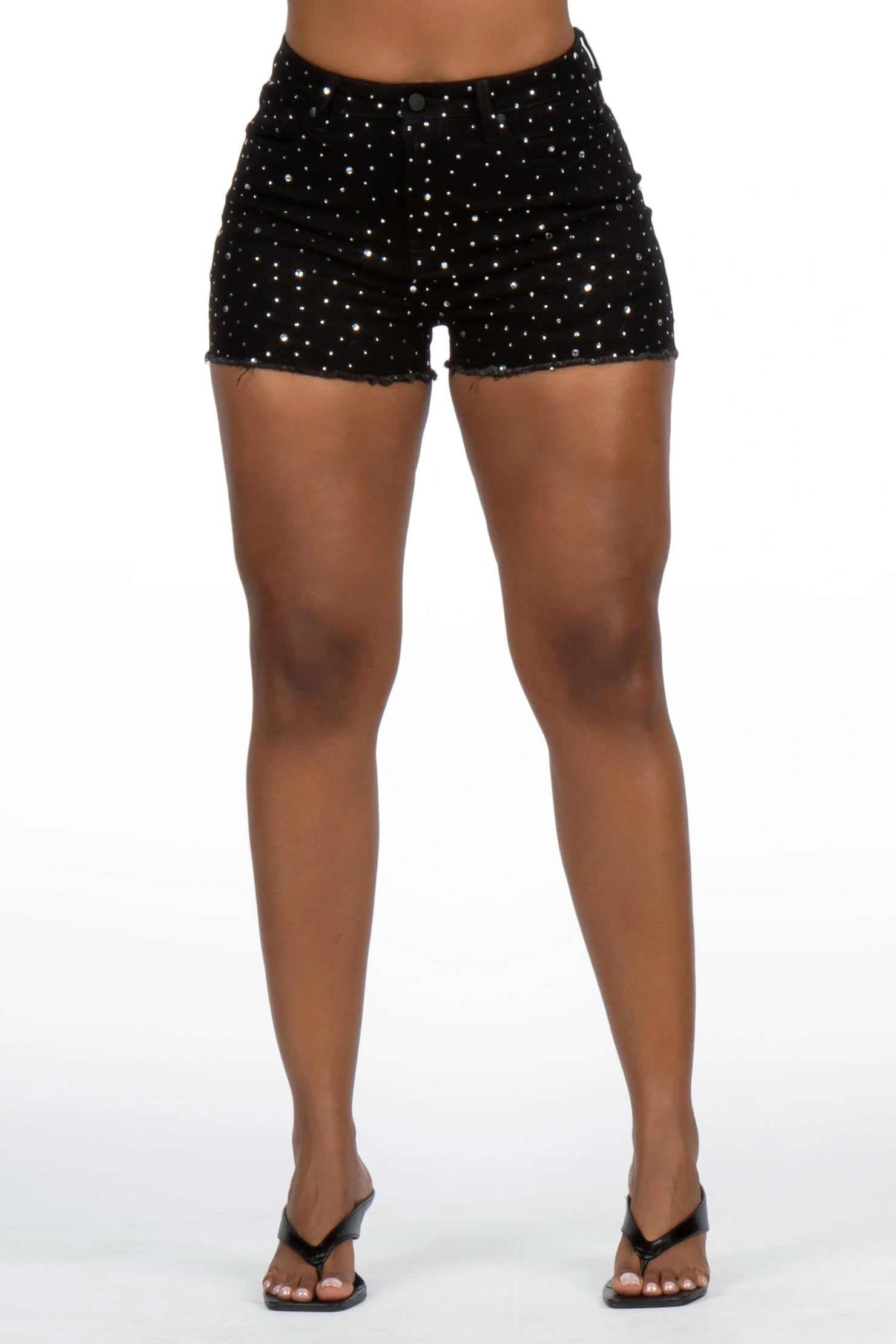 Kelle Black Rhinestone Booty Short