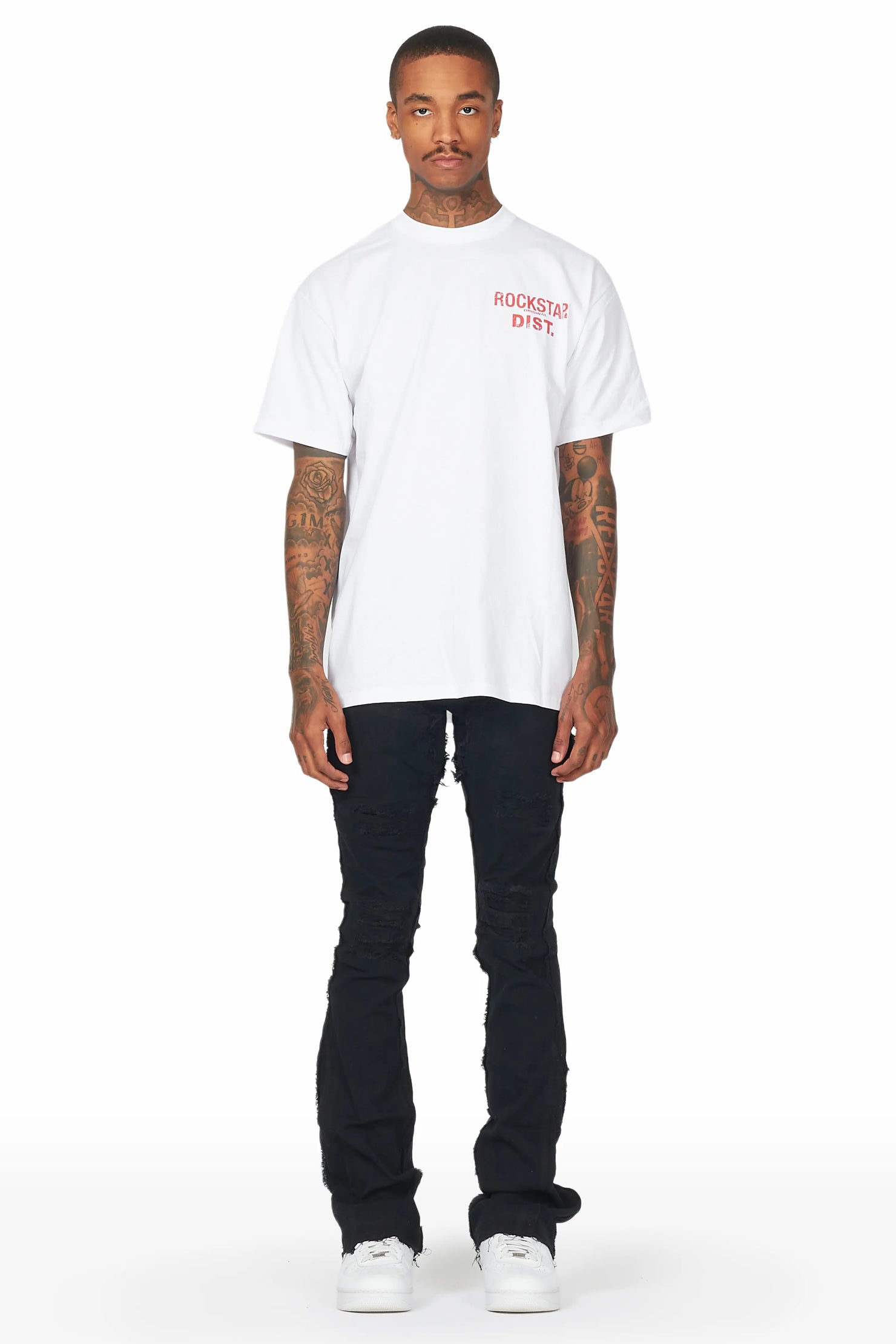 Falcko Jet Black Stacked Flare Jean