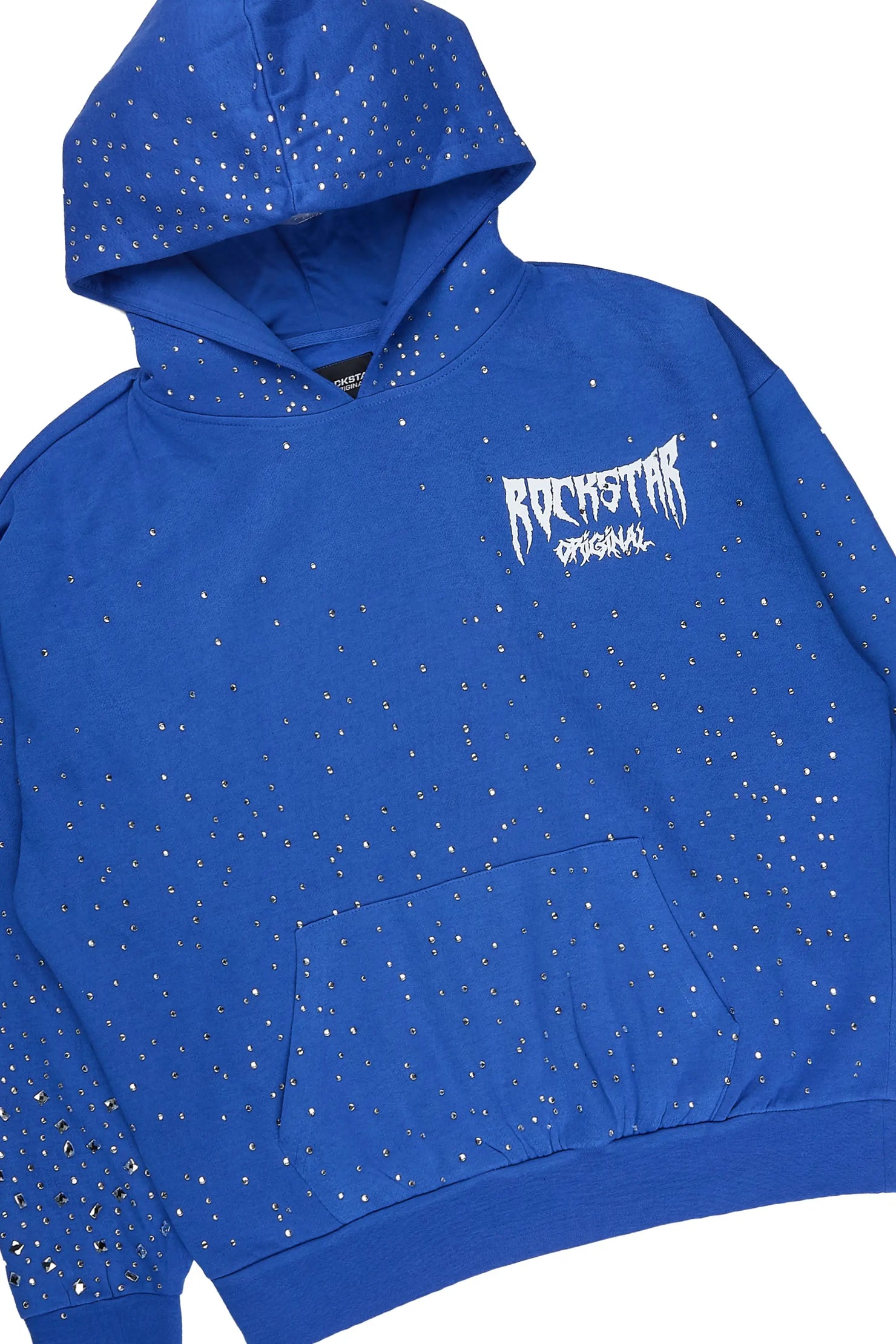 Twinkle Royal Blue/White Rhinestone Hoodie Relaxed Track Set