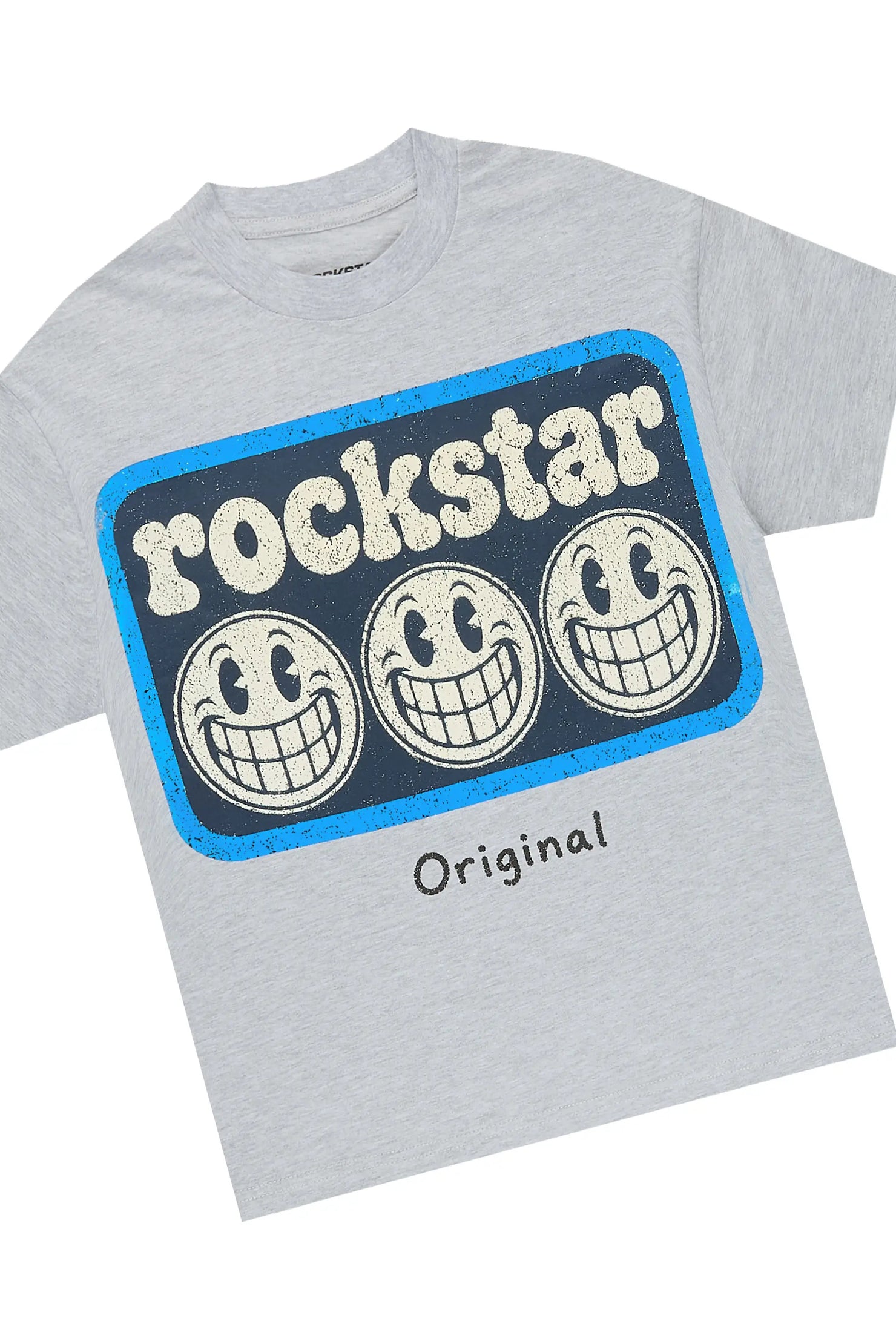 Boys Blarney Grey/Black Graphic T-Shirt Stacked Jean Set