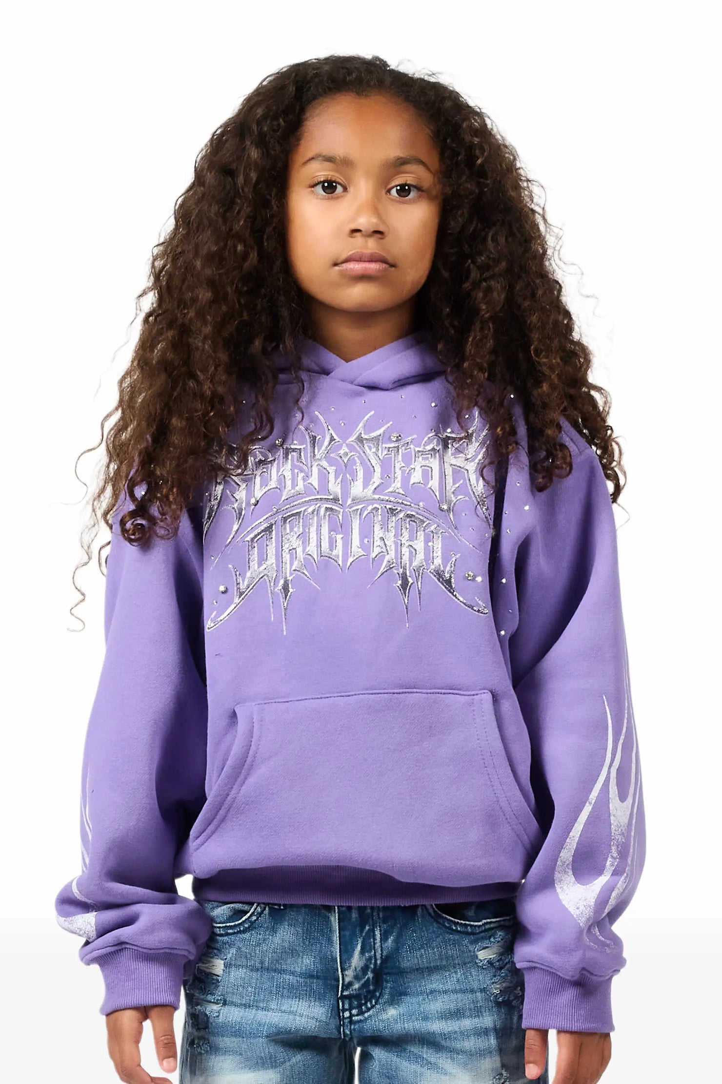 Girls Nikisha Purple Rhinestone Hoodie