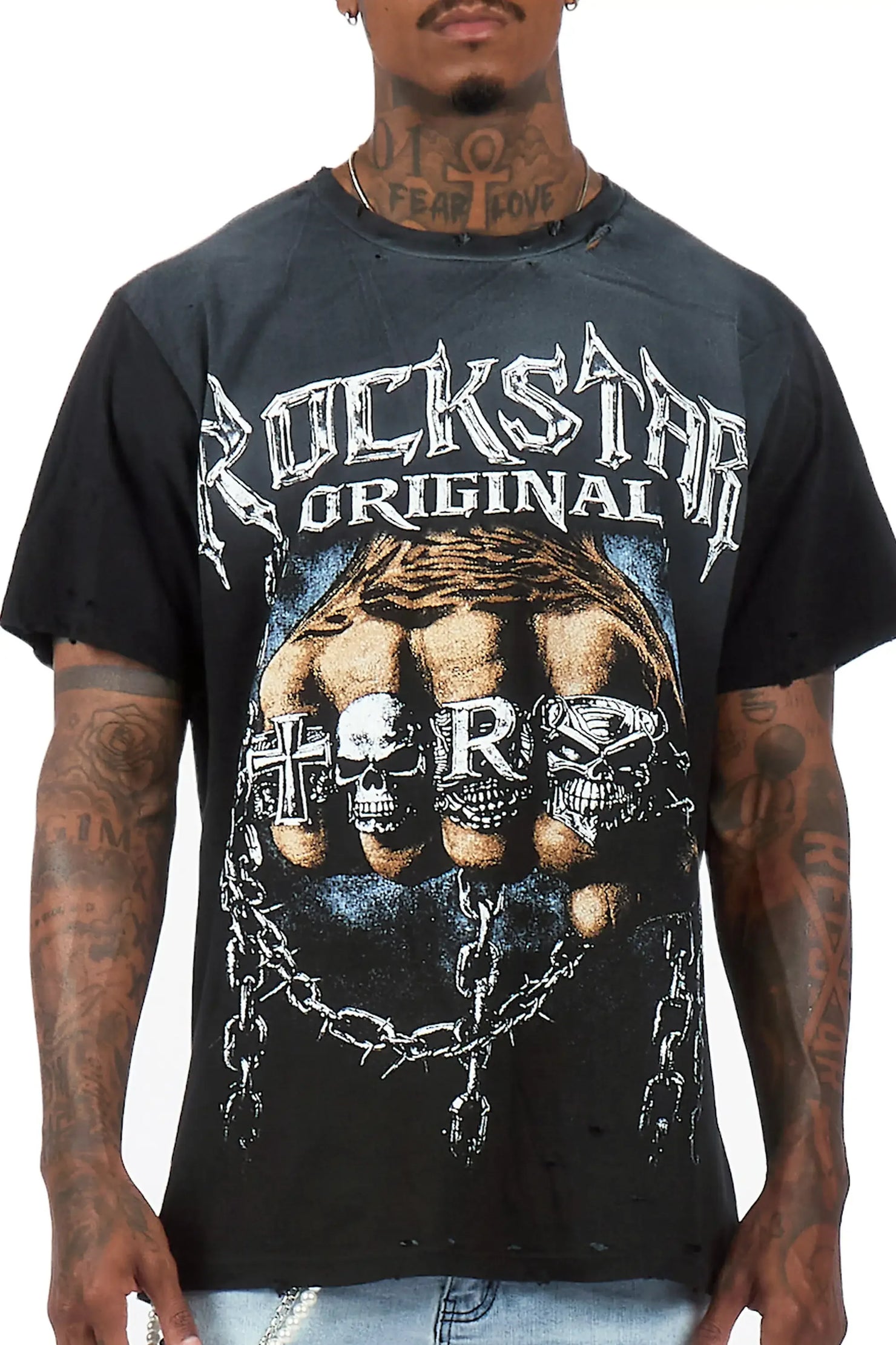 Ceus Black Oversized Graphic T-Shirt