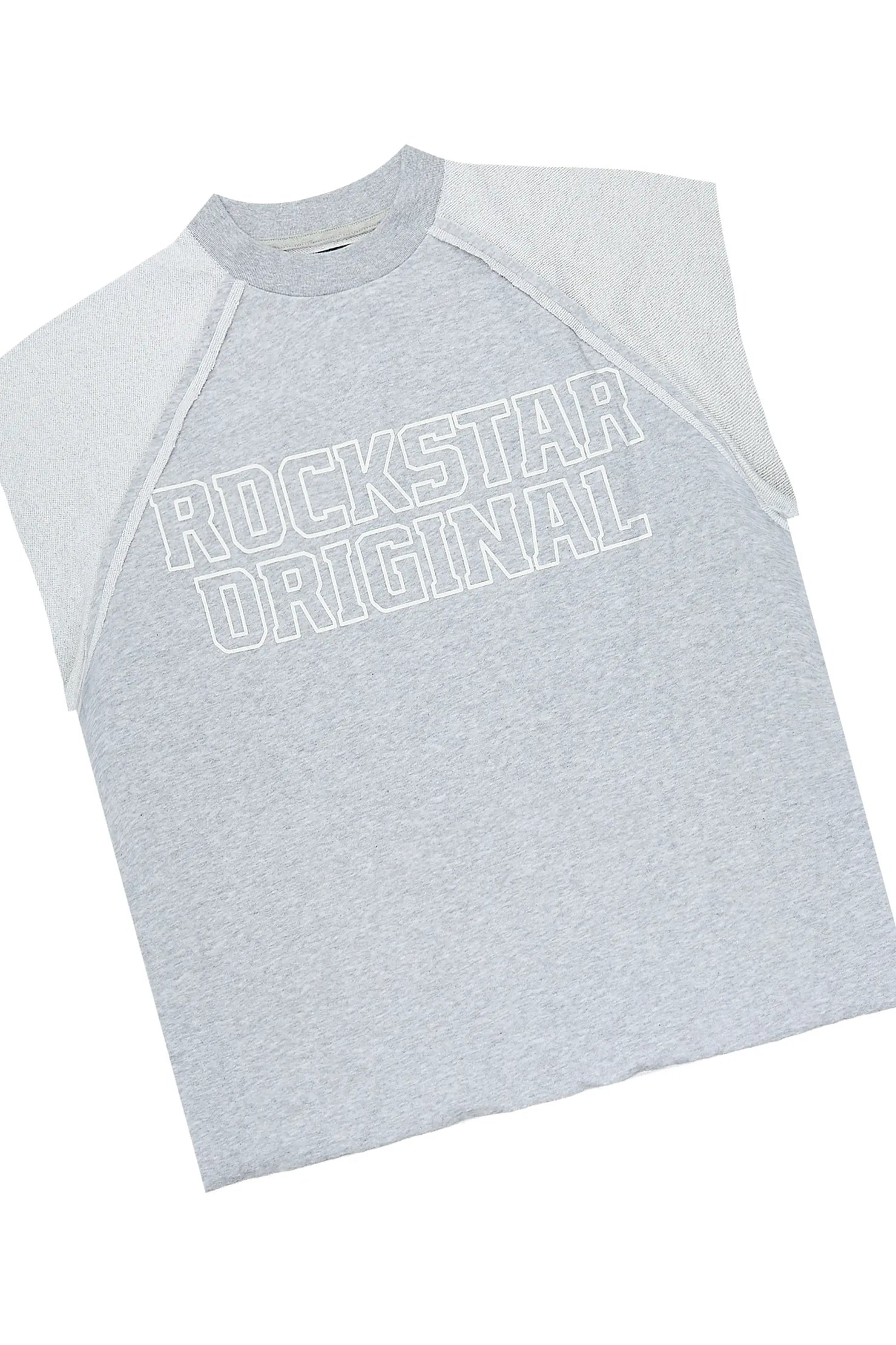 Essential Heather Grey Cut Sleeve T-Shirt/Short Set
