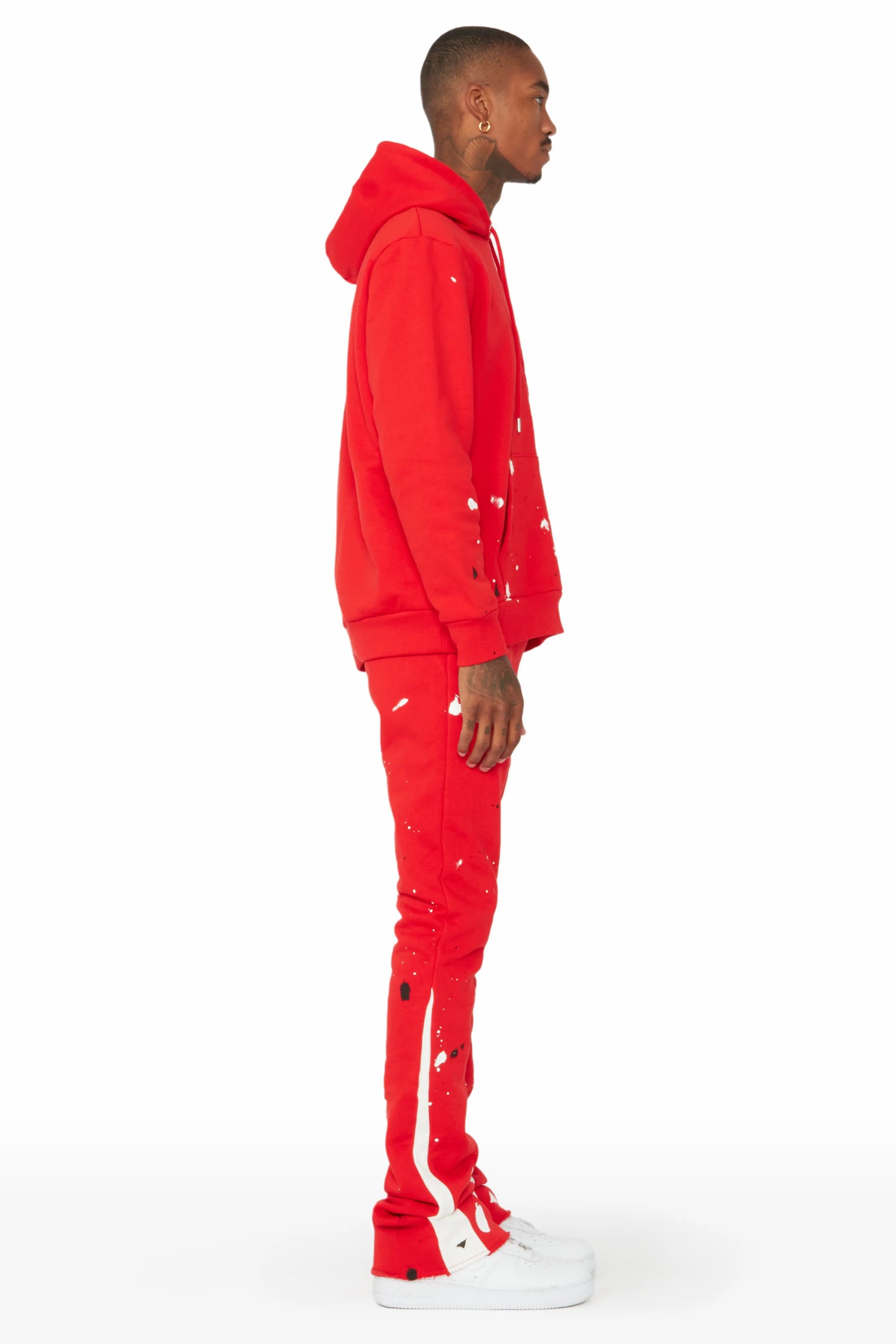 Jaco Red Hoodie Stacked Flare Pant Track Set