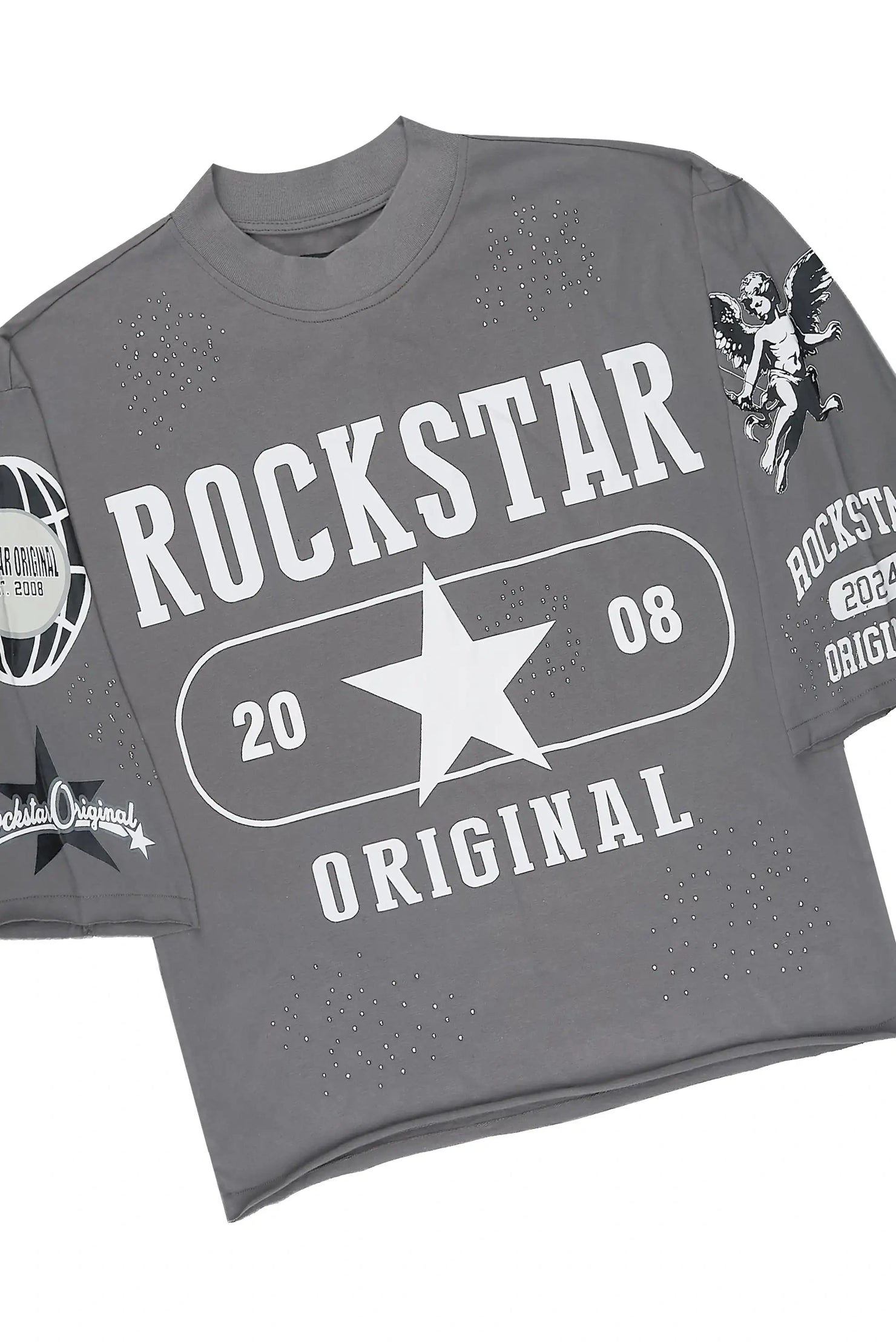 Gutta Grey Rhinestone T-Shirt/Short Set
