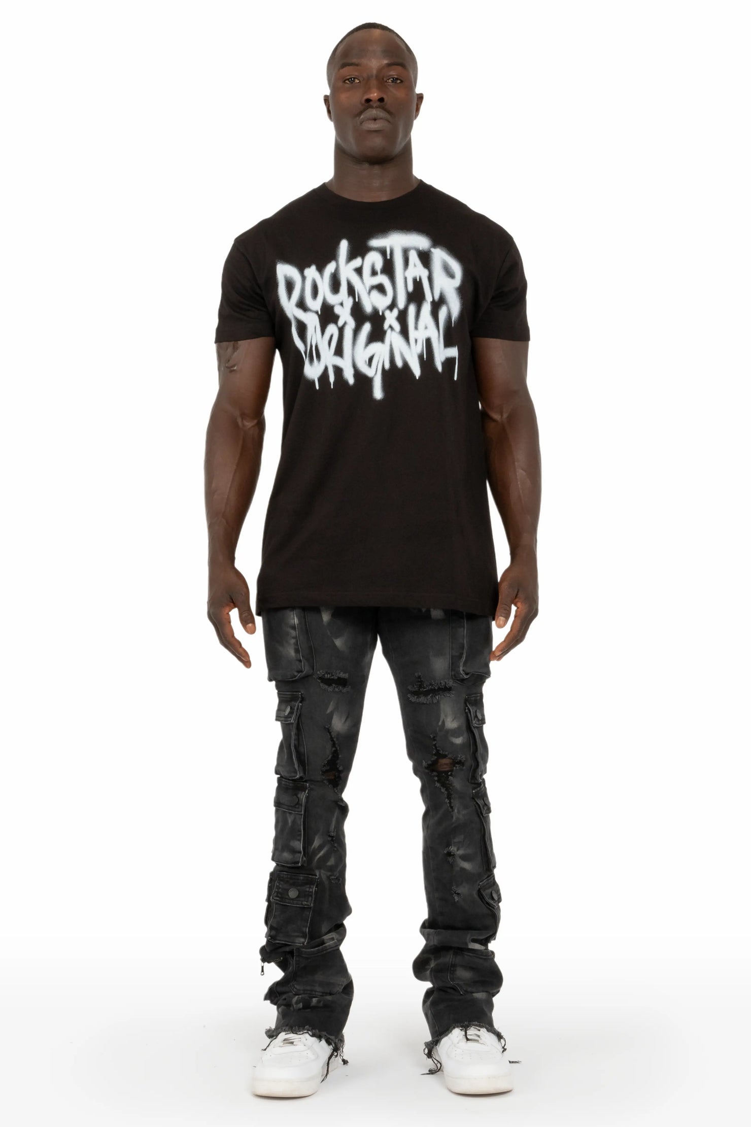 Konrad Grey Wash Cargo Stacked Flare Jean