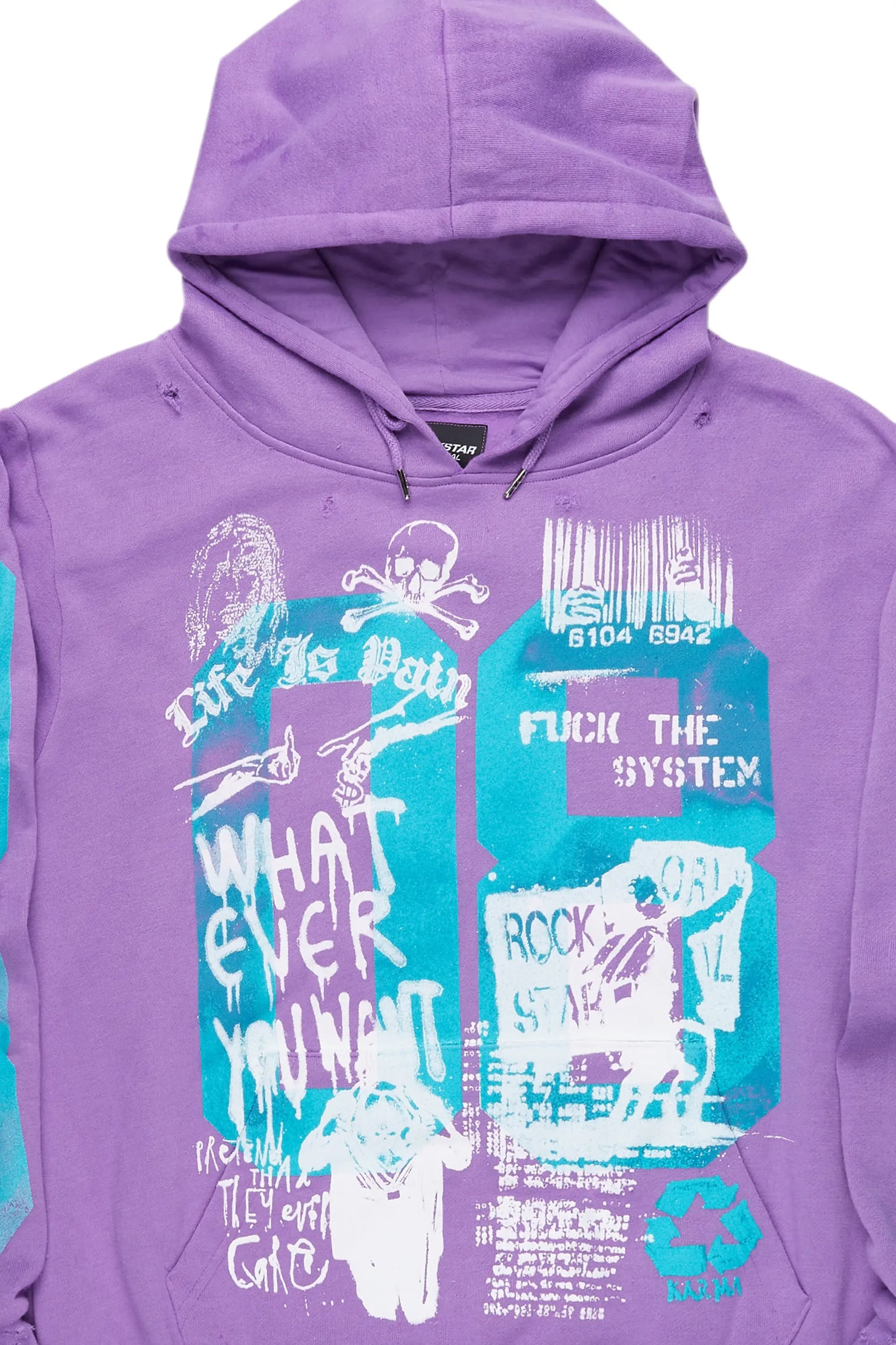 Grill Purple Distressed Graphic Hoodie
