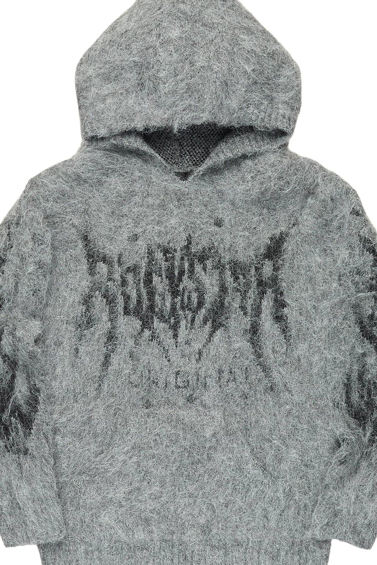 Boys Raymond Grey Graphic Knitted Hoodie