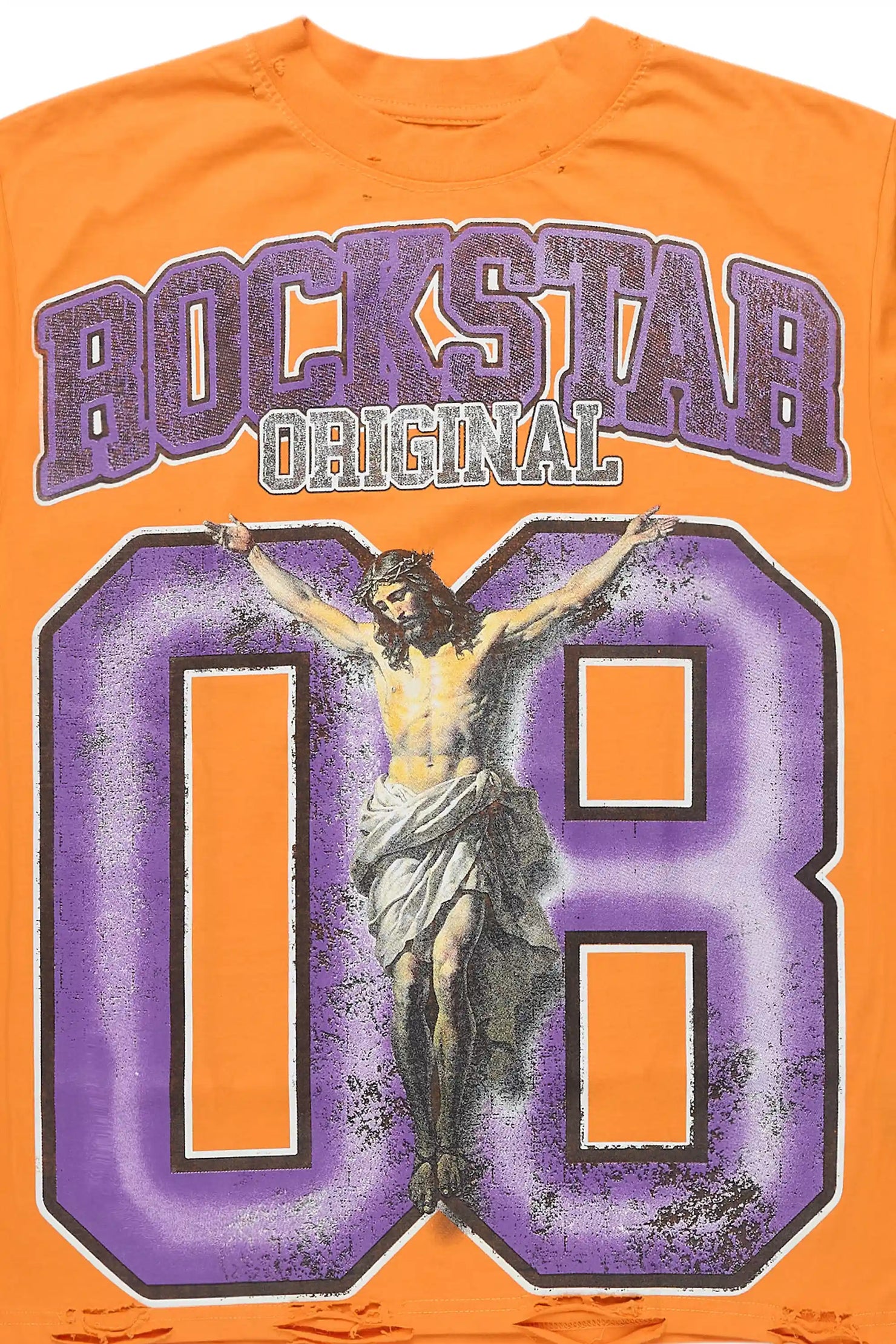 Fields Orange Oversized Graphic T-Shirt