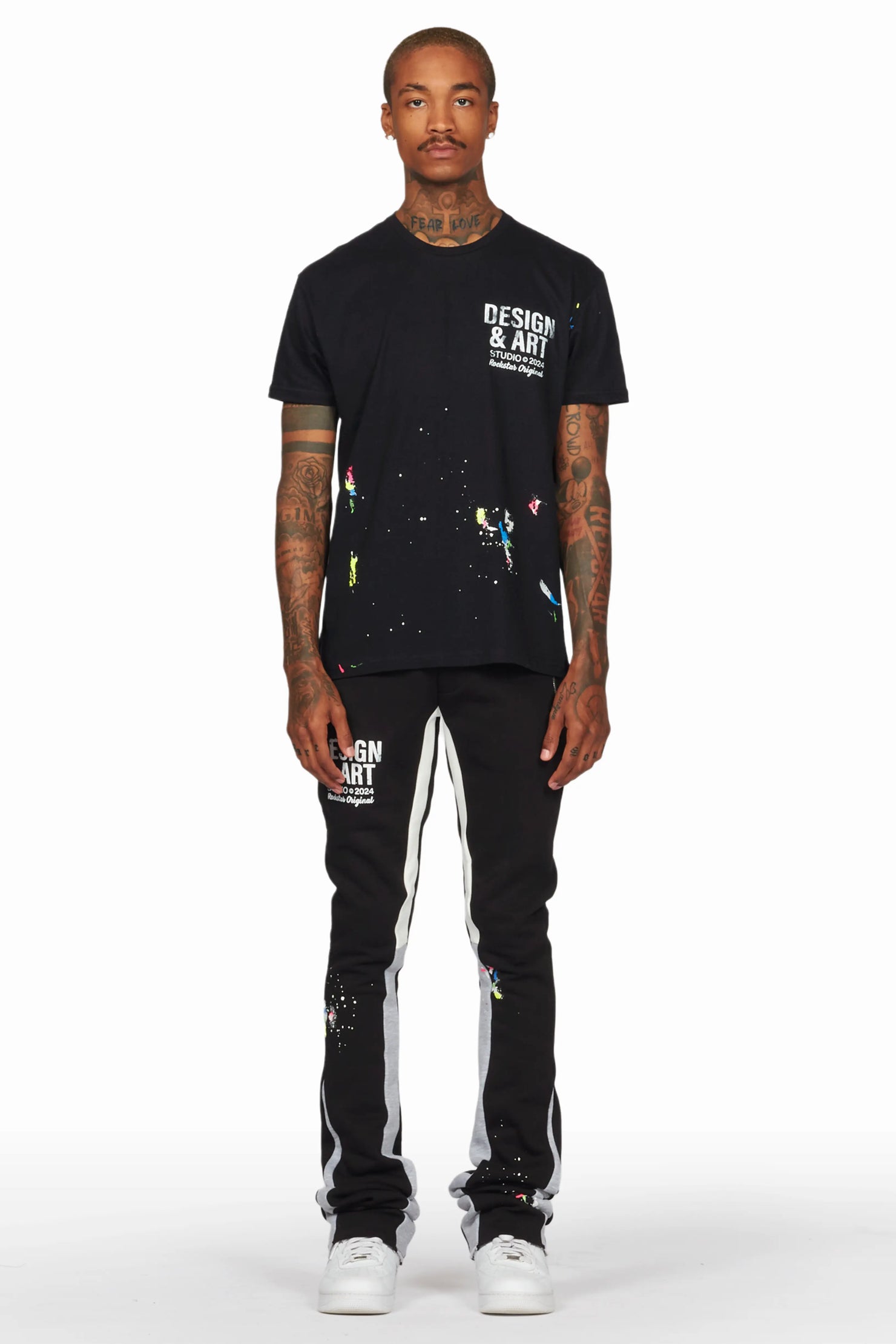 Mancha Black T-Shirt Super Stacked Flare Track Set