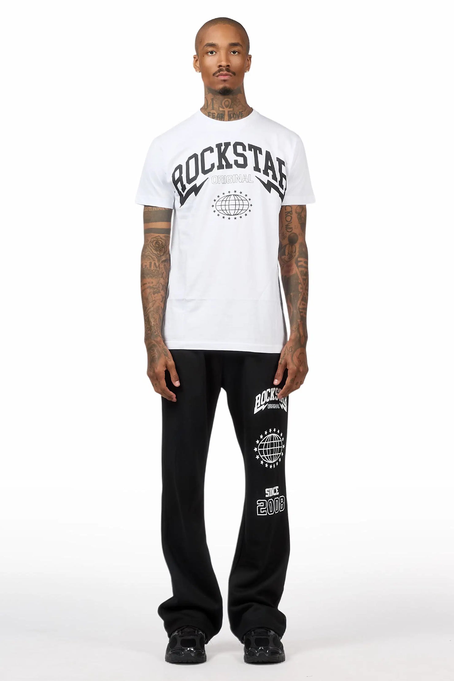 Stori White/Black T-Shirt/ Relaxed Track Set