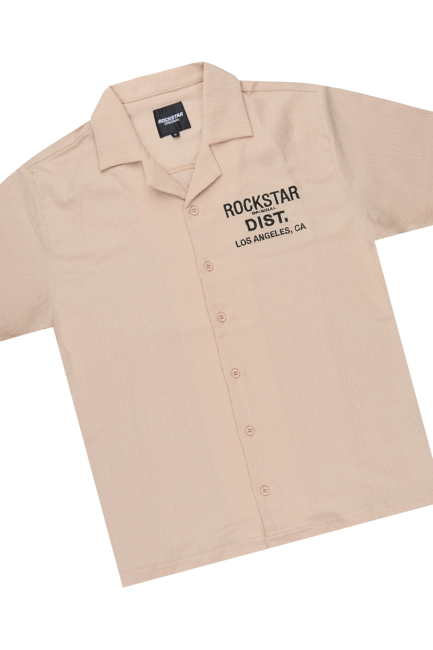Boys Kason Beige Button Down Shirt/Short Set