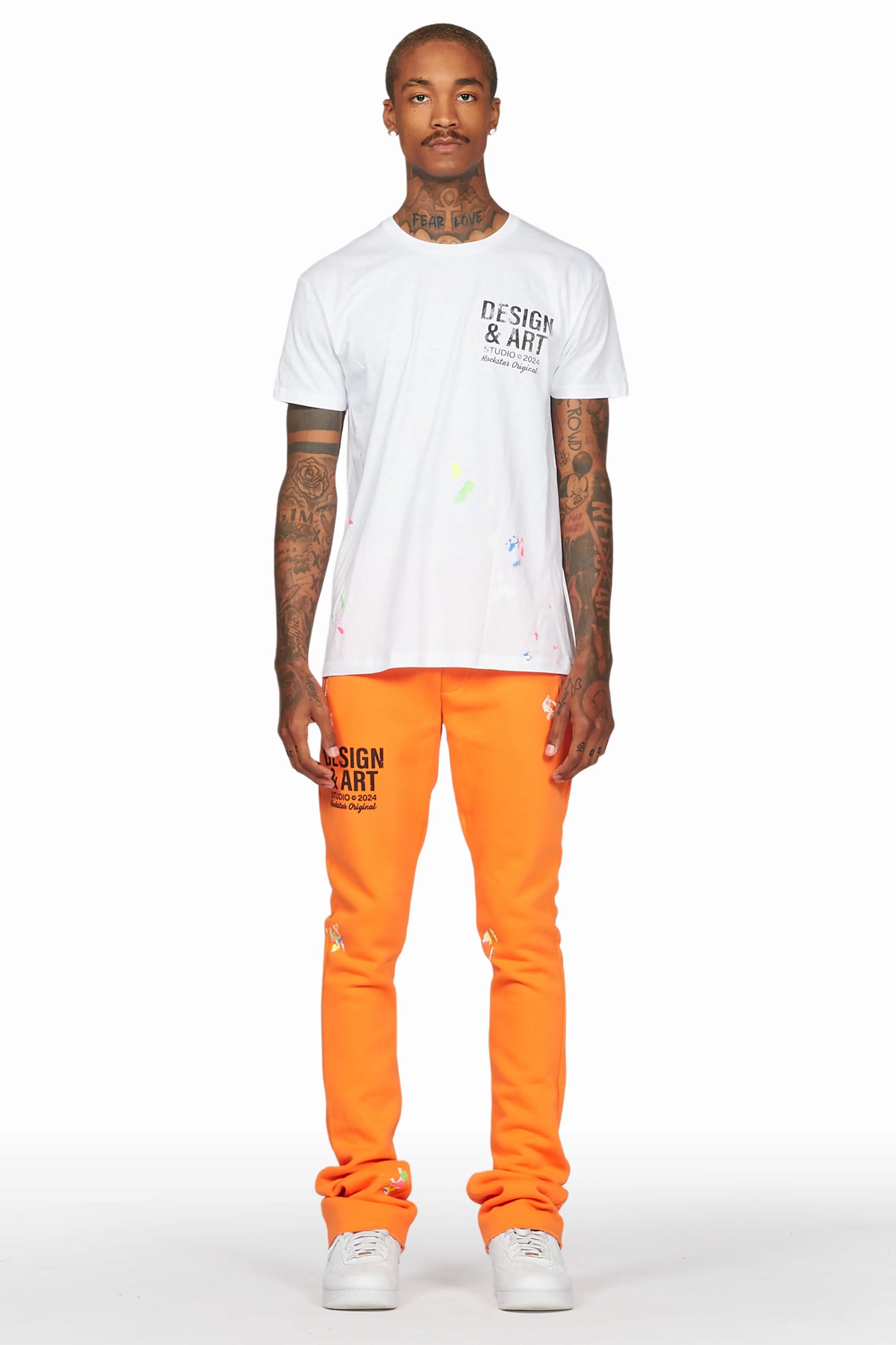 Mancha Orange T-Shirt Stacked Flare Track Set