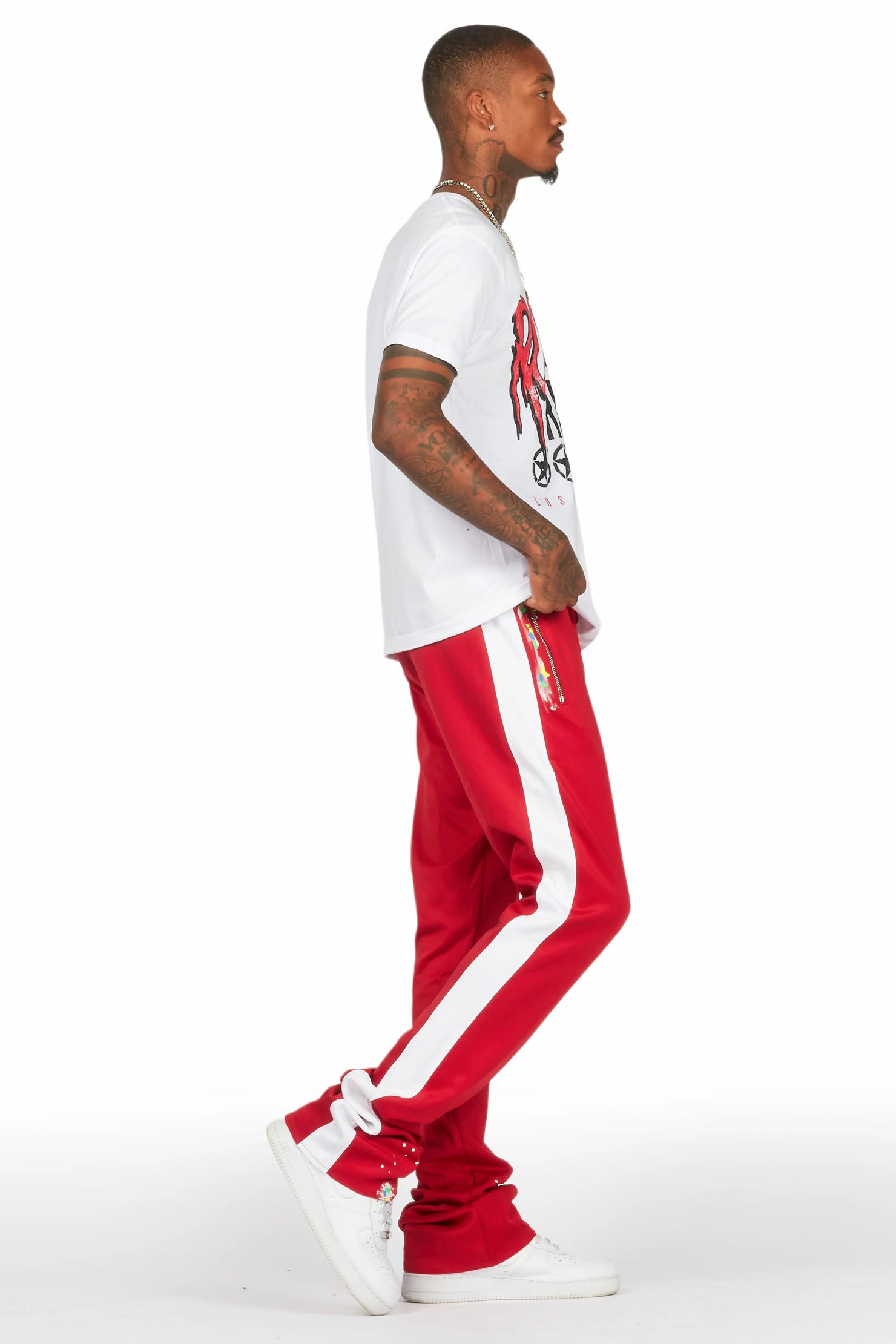 Wizzurd White/Red T-Shirt/Stacked Flare Track Set