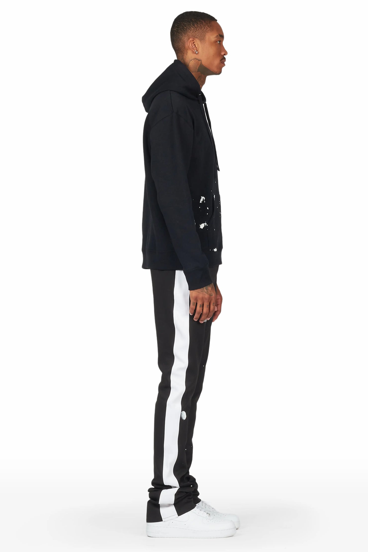 Raffer Black Hoodie/Super Stacked Flare Pant Set