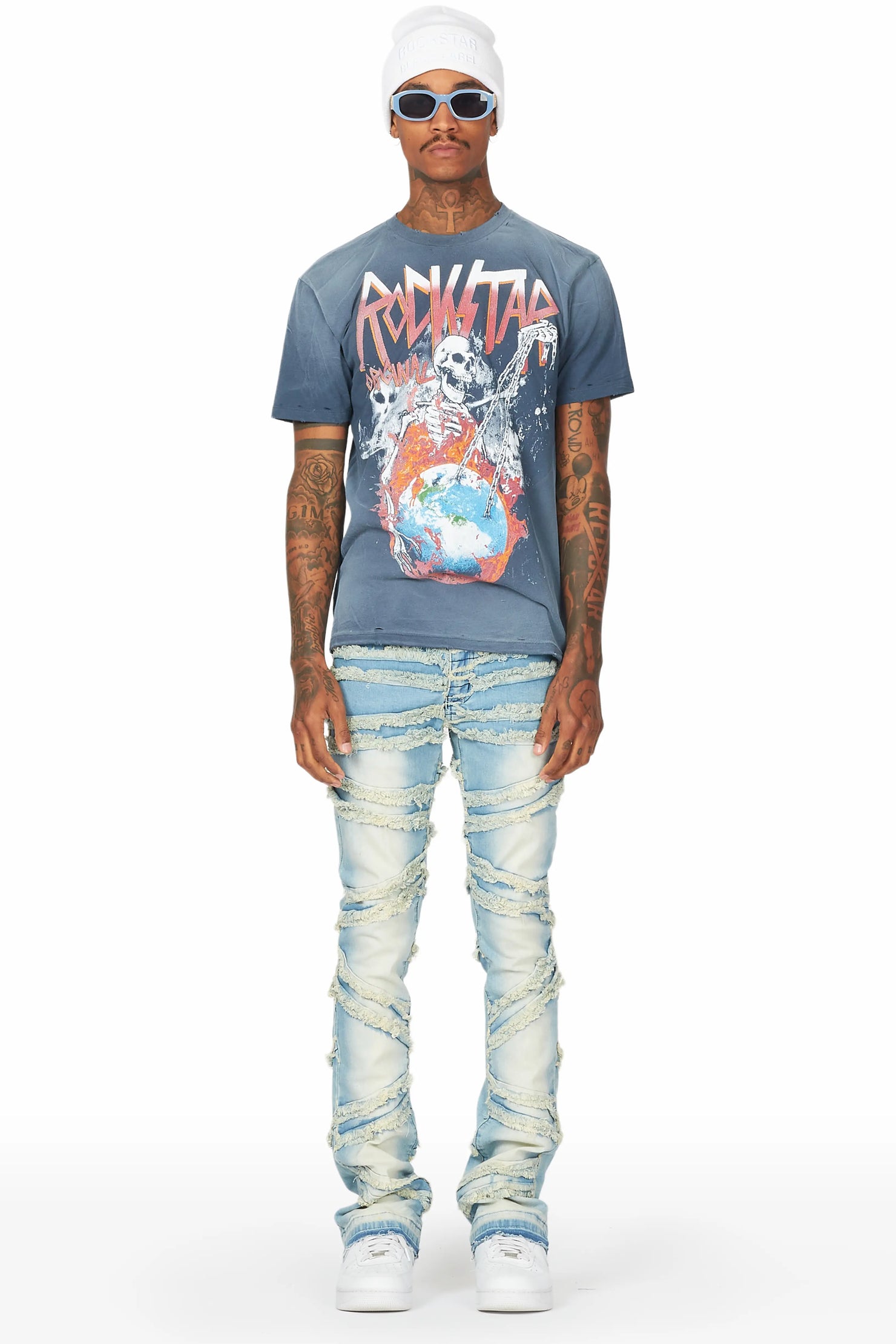 Norbert Blue Stacked Flare Jean