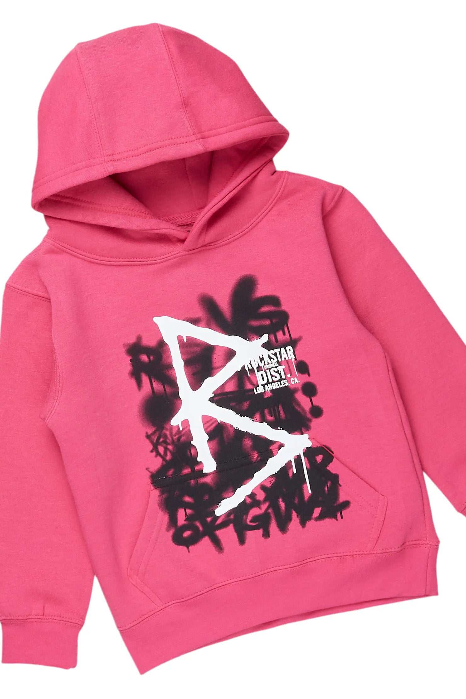 Girls Nahomy Fuchsia Hoodie/Stacked Flare Jean Set