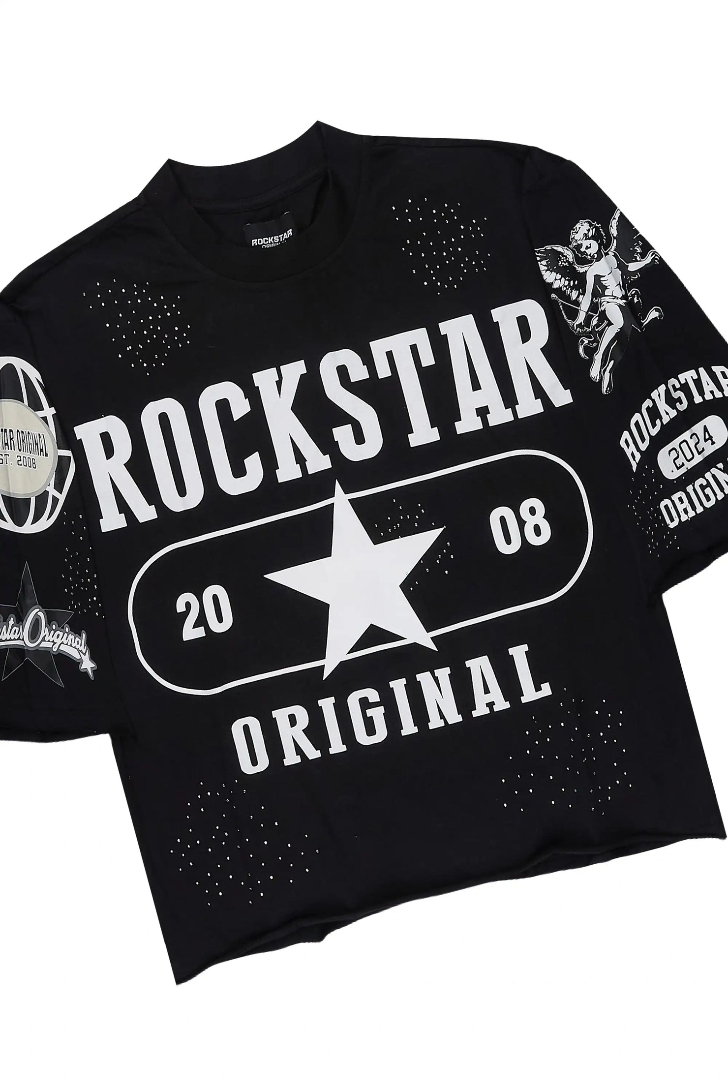 Gutta Black Rhinestone T-Shirt/Short Set