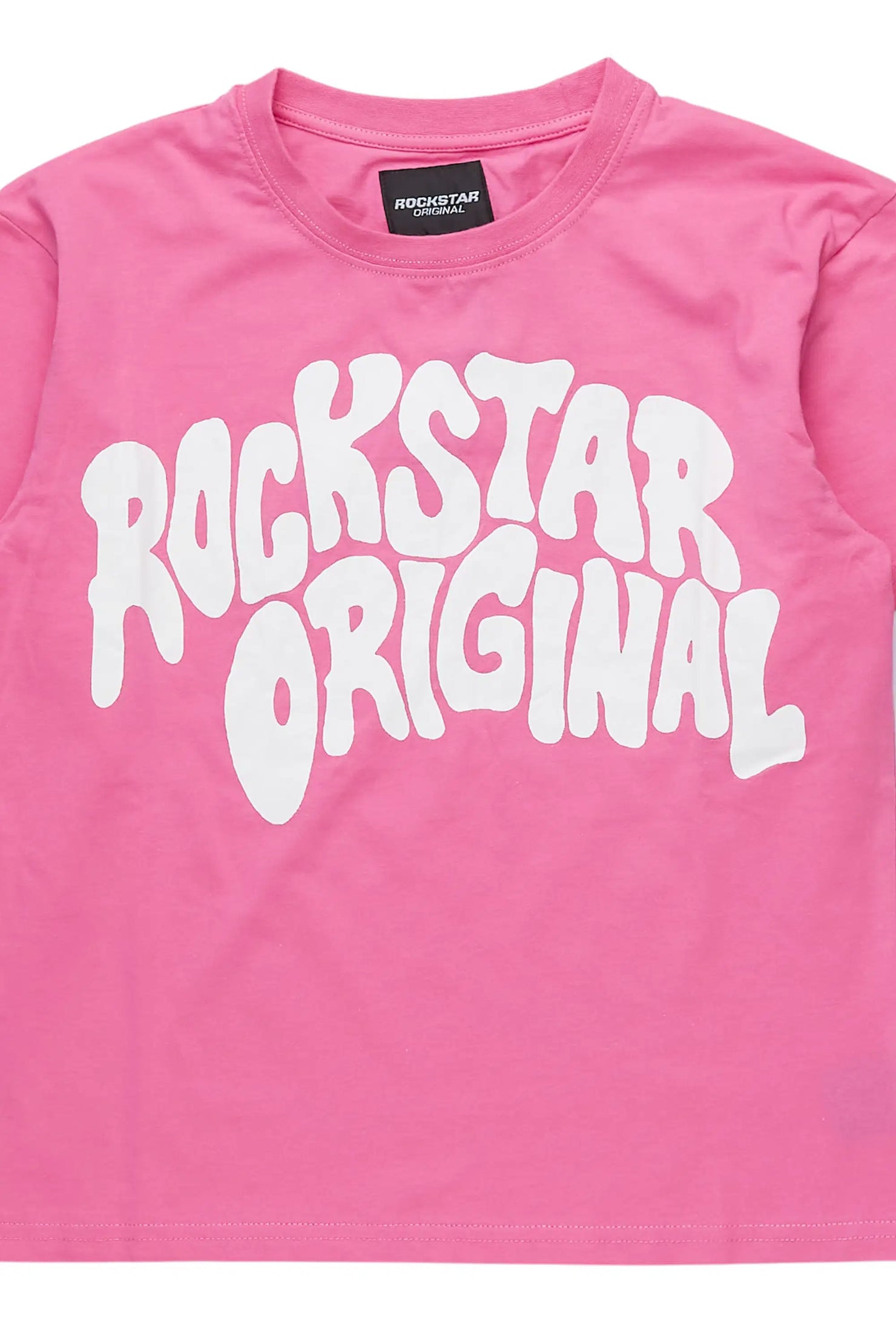 Girls Monique Pink/White Double Layer L/S Graphic T-Shirt