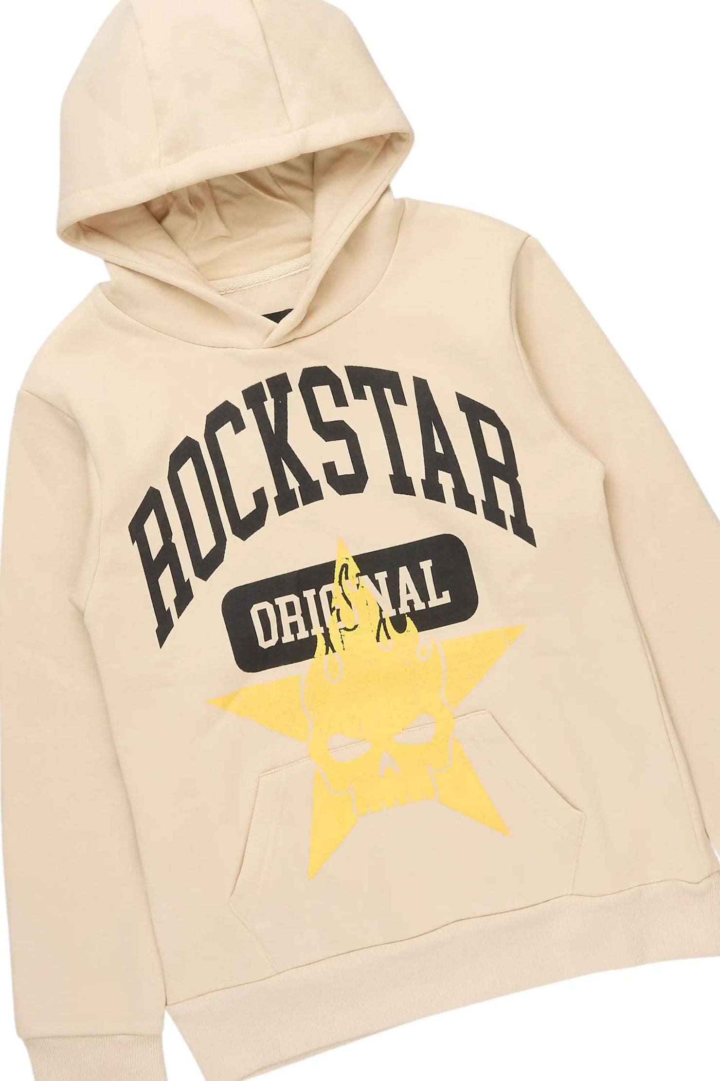 Boys Semaj Vintage Beige Hoodie/Stacked Jean Set