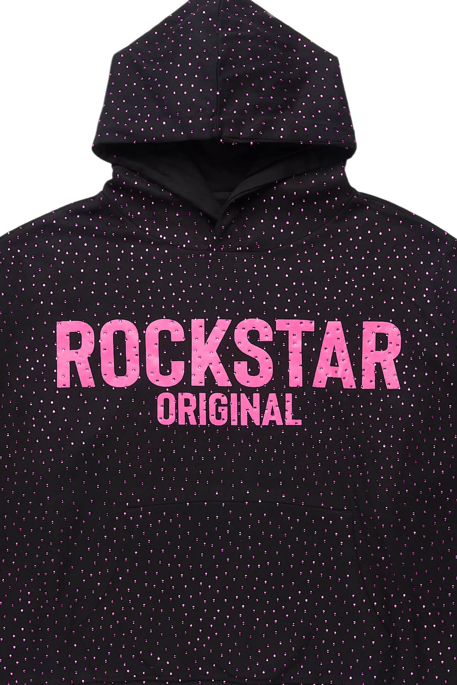 Crystiqa Black/Pink Rhinestone Hoodie