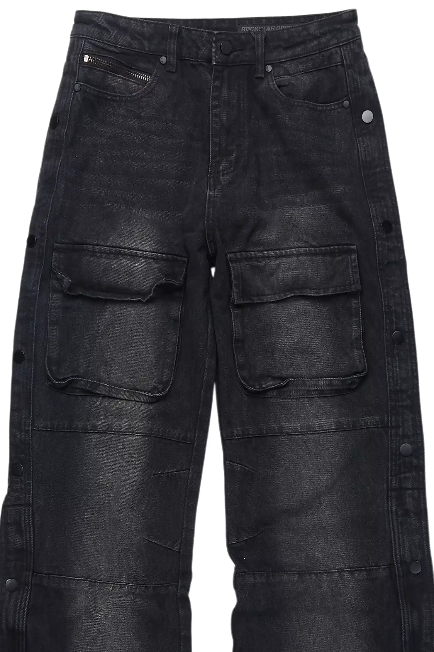 Yuri Dark Grey Stacked Cargo Flare Jean