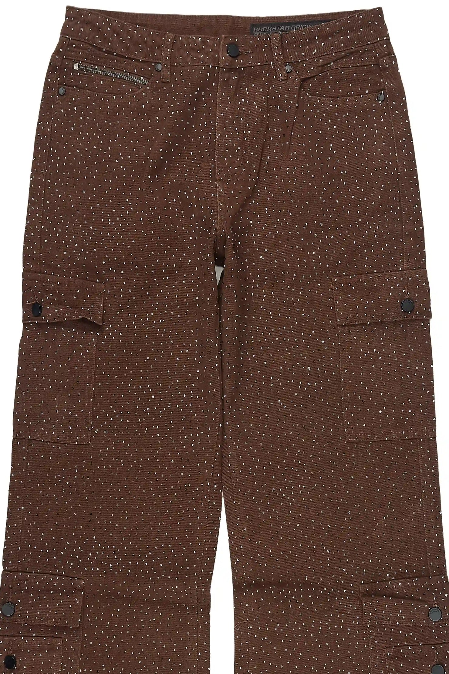 Aeson Brown Rhinestone Baggy Fit Jean