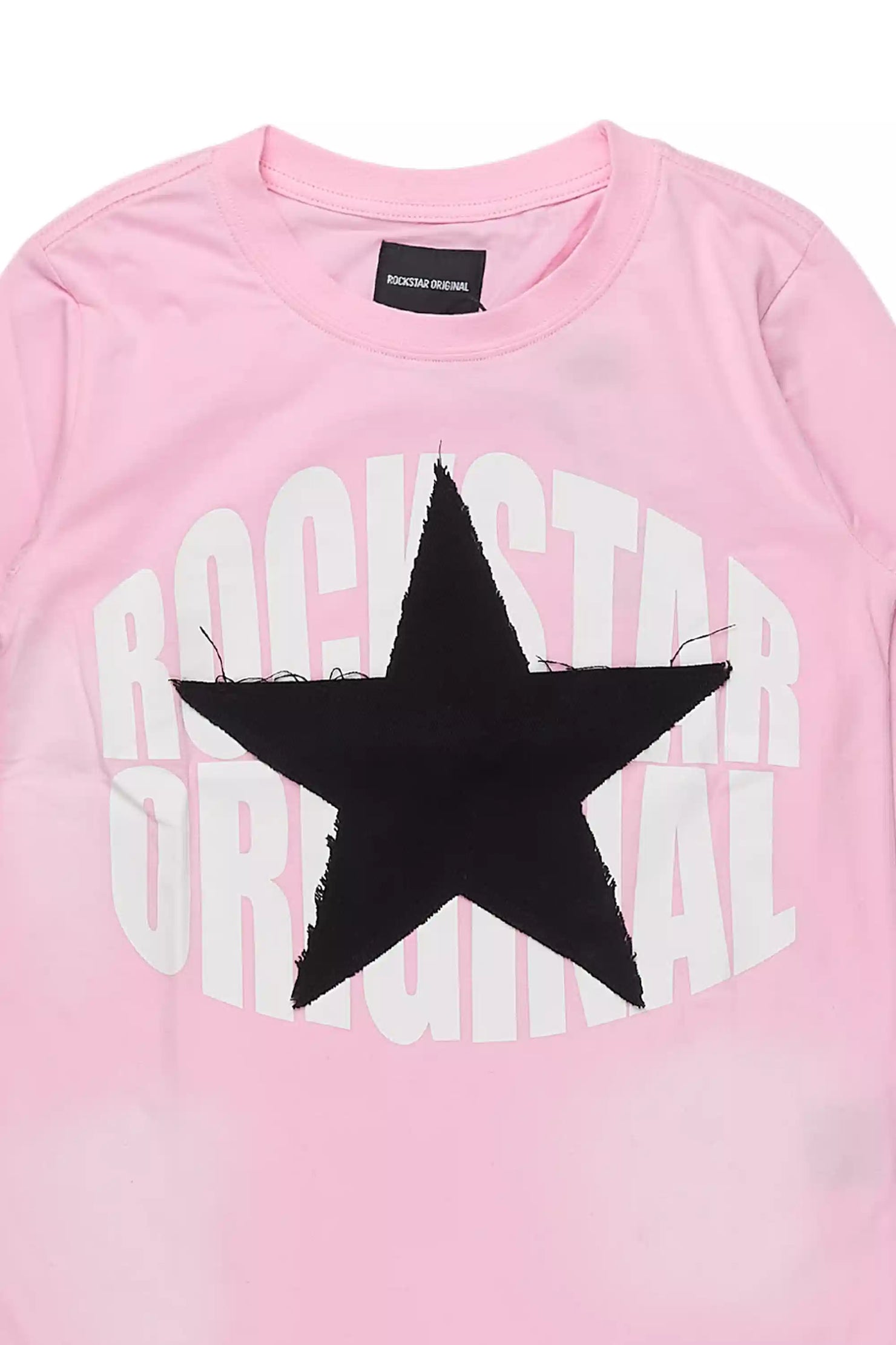 Girls Khaly Pink/Black L/S Graphic T-Shirt With Patch