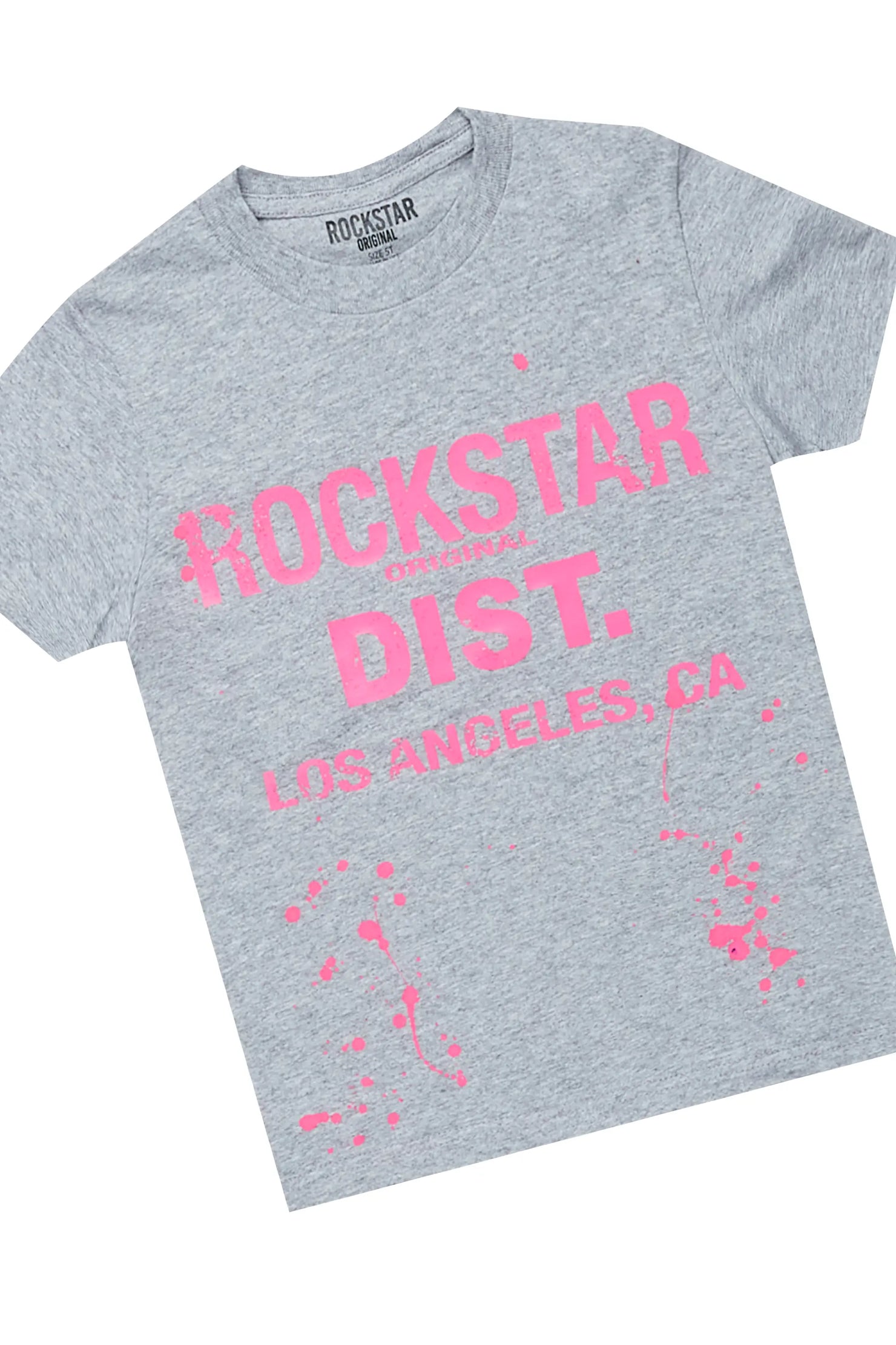 Girls Genie Grey/Blue T-Shirt/Stacked Flare Jean Set