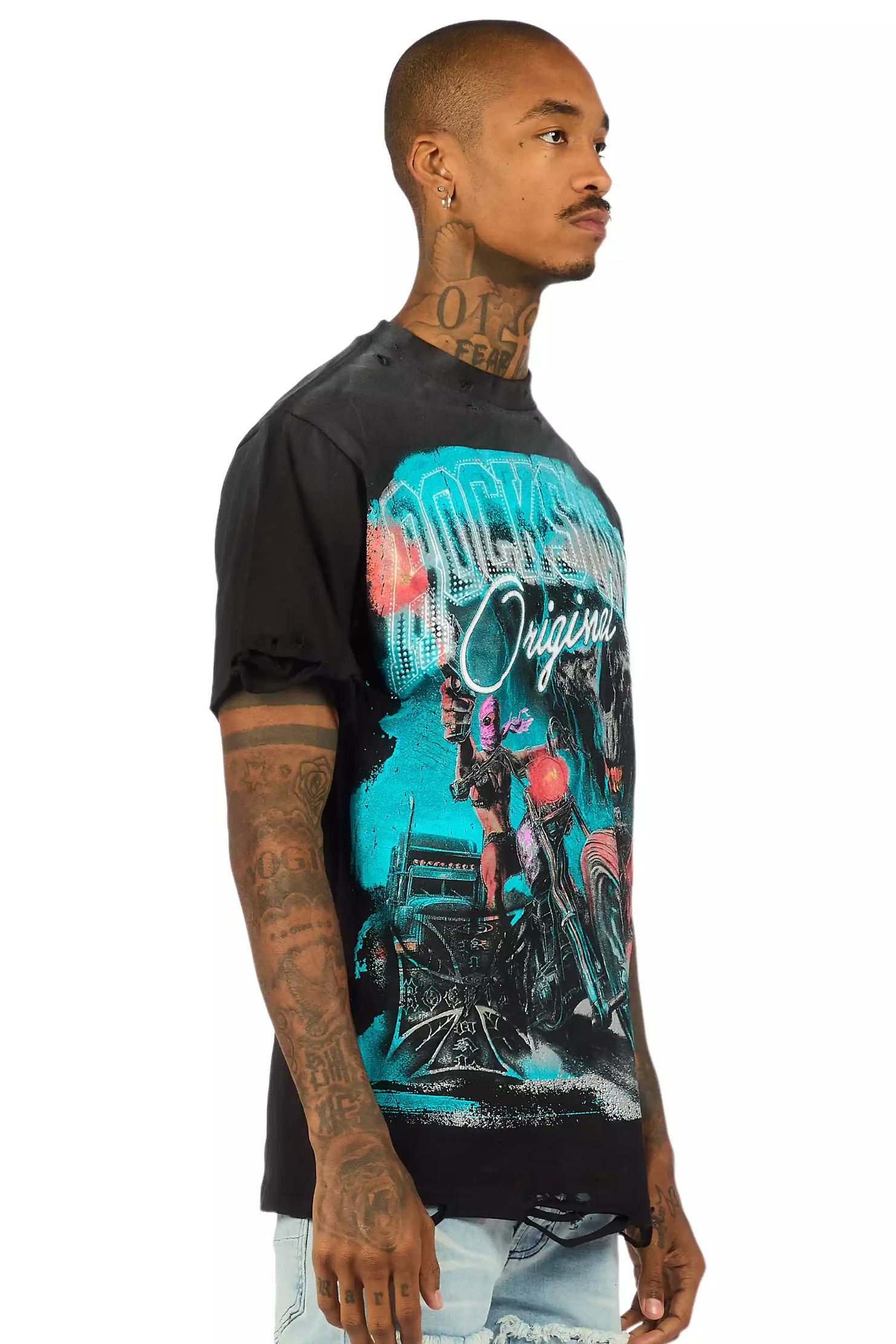 Trezion Black/Multi Oversized Graphic T-Shirt