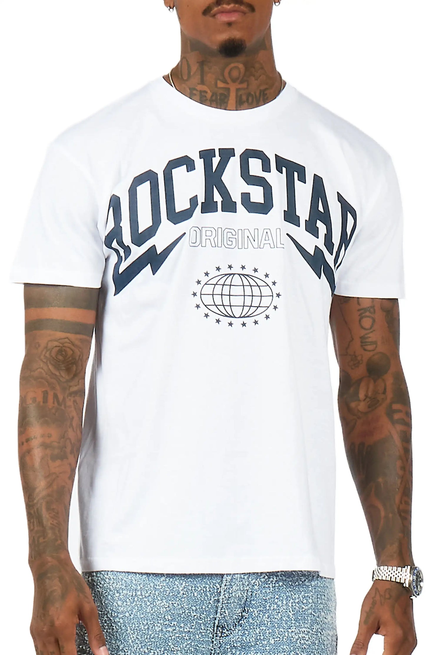Stori White/ Navy Graphic T-Shirt