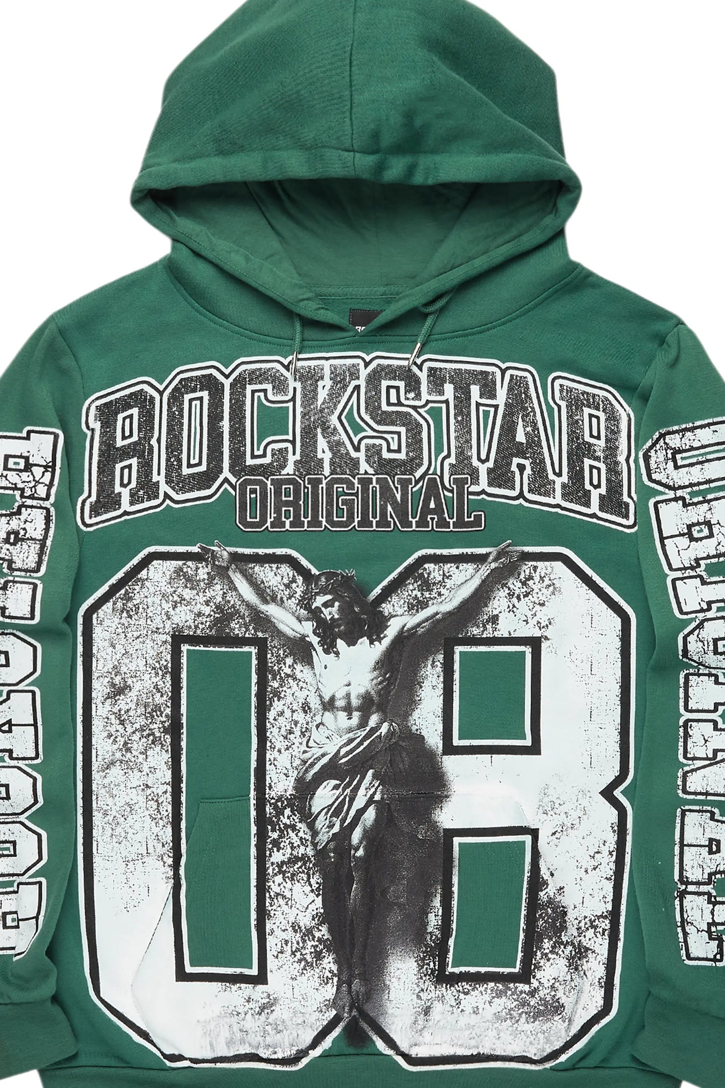 Fields Green Distressed Graphic Hoodie