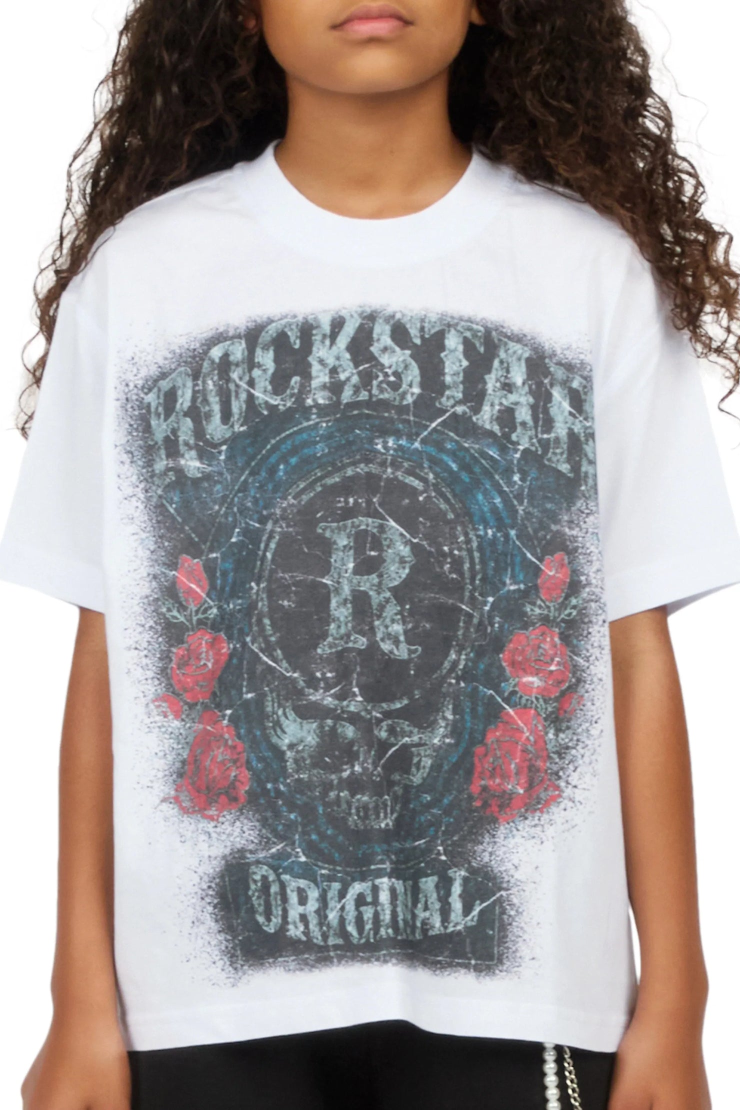 Girls Hendrya White Graphic T-Shirt