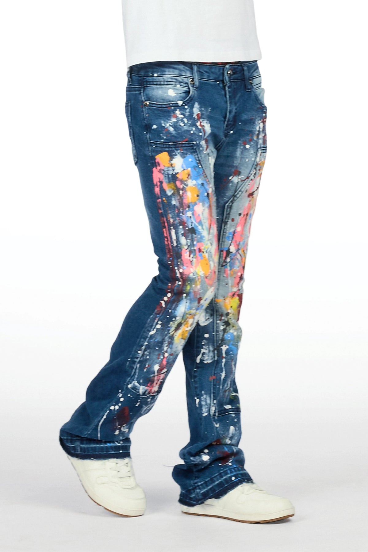 Boys Artur Dark Blue Stacked Flare Jean