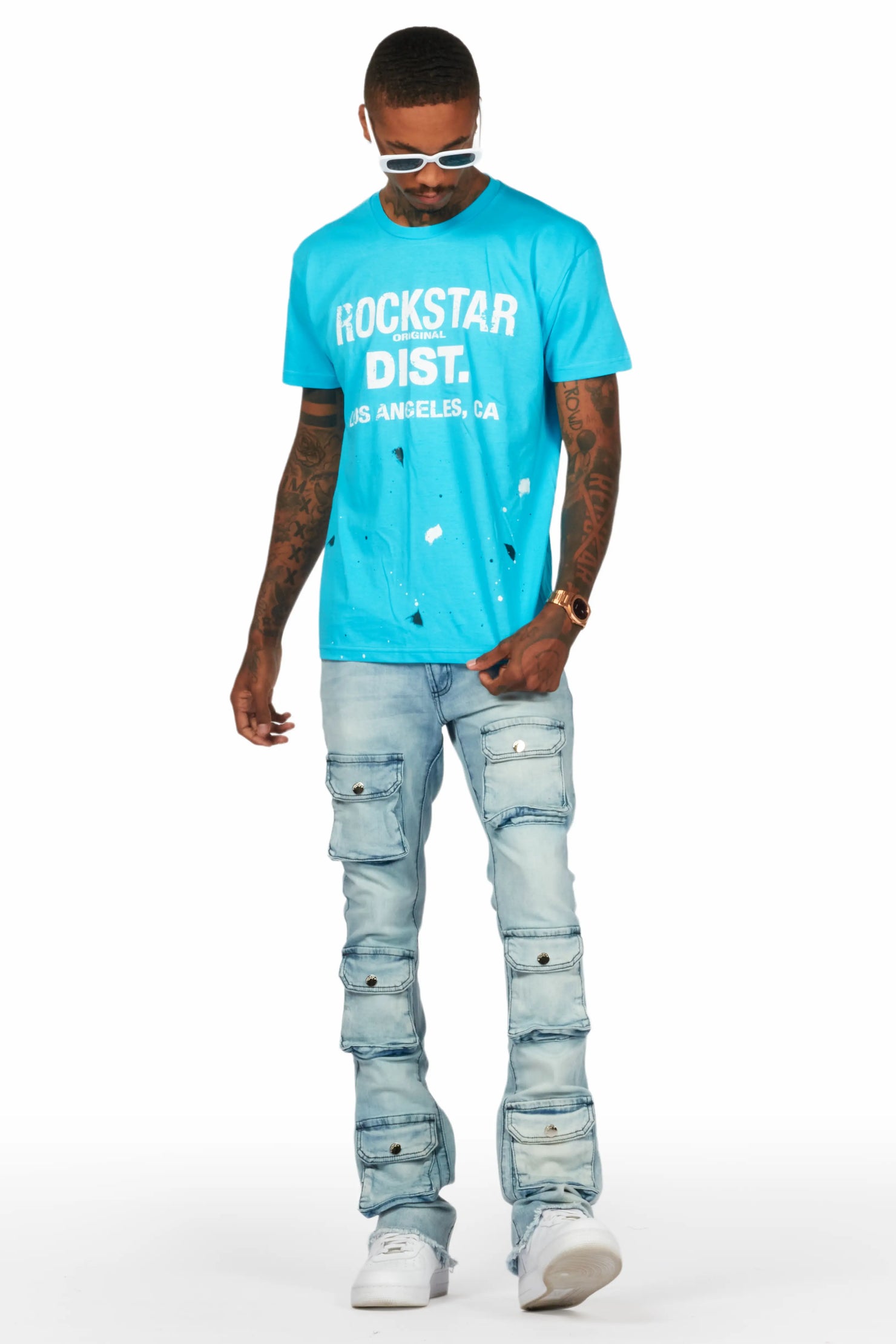 Tenzin Blue Stacked Flare Jean