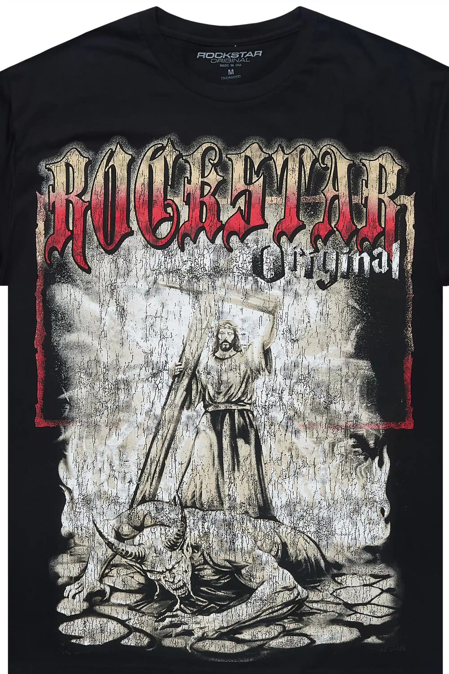 Renzo Black/Red Oversized Graphic T-Shirt