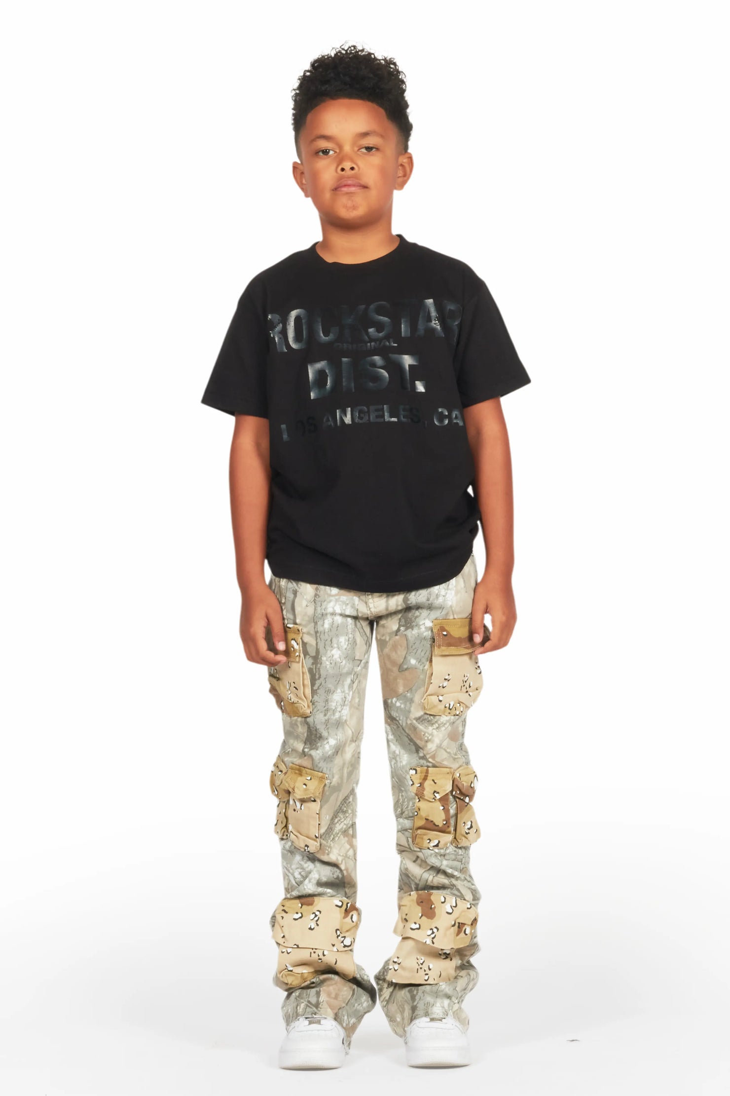 Boys Lake Black T-Shirt/Stacked Flare Jean Set