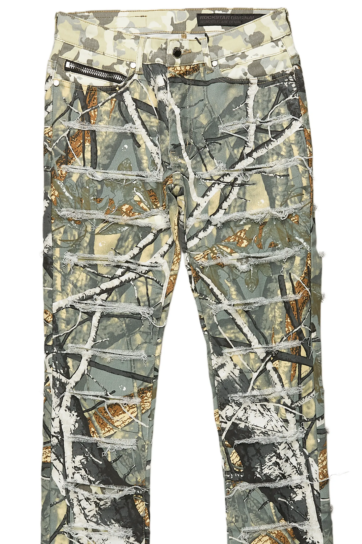 Miguelo Tree Camo Stacked Flare Jean