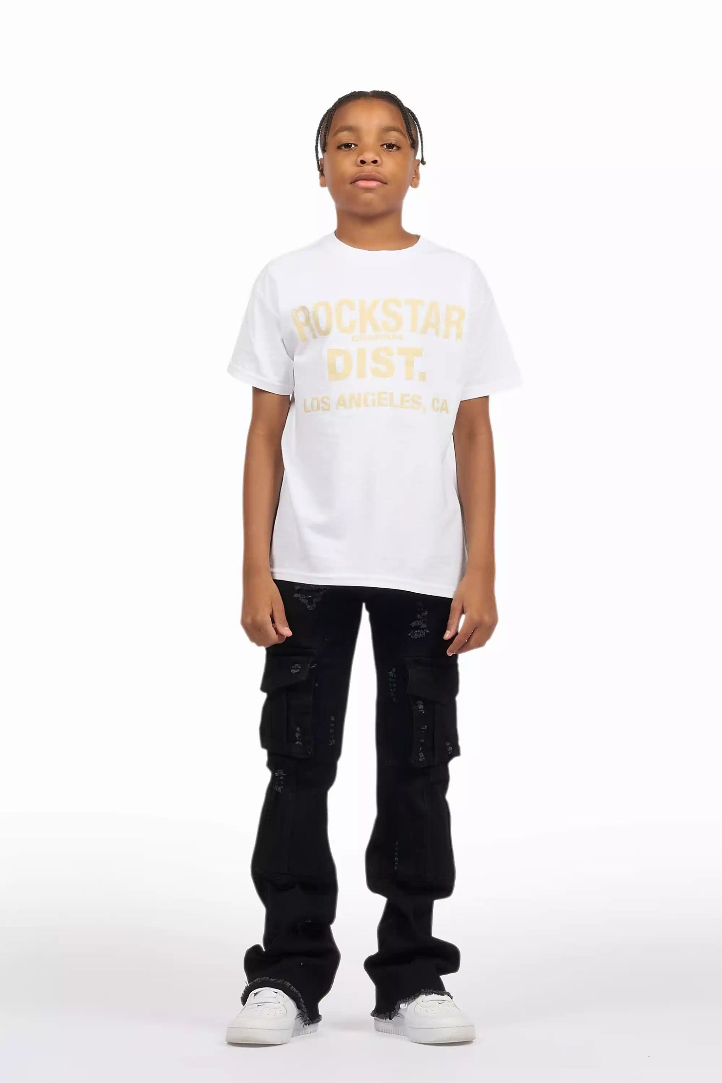 Boys Adalee Black Stacked Flare Jean