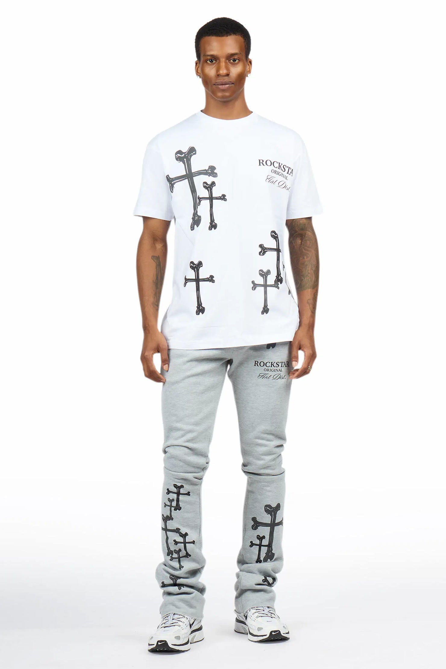 Olivier 2.0 Heather Grey T-Shirt/Stacked Flare Track Set