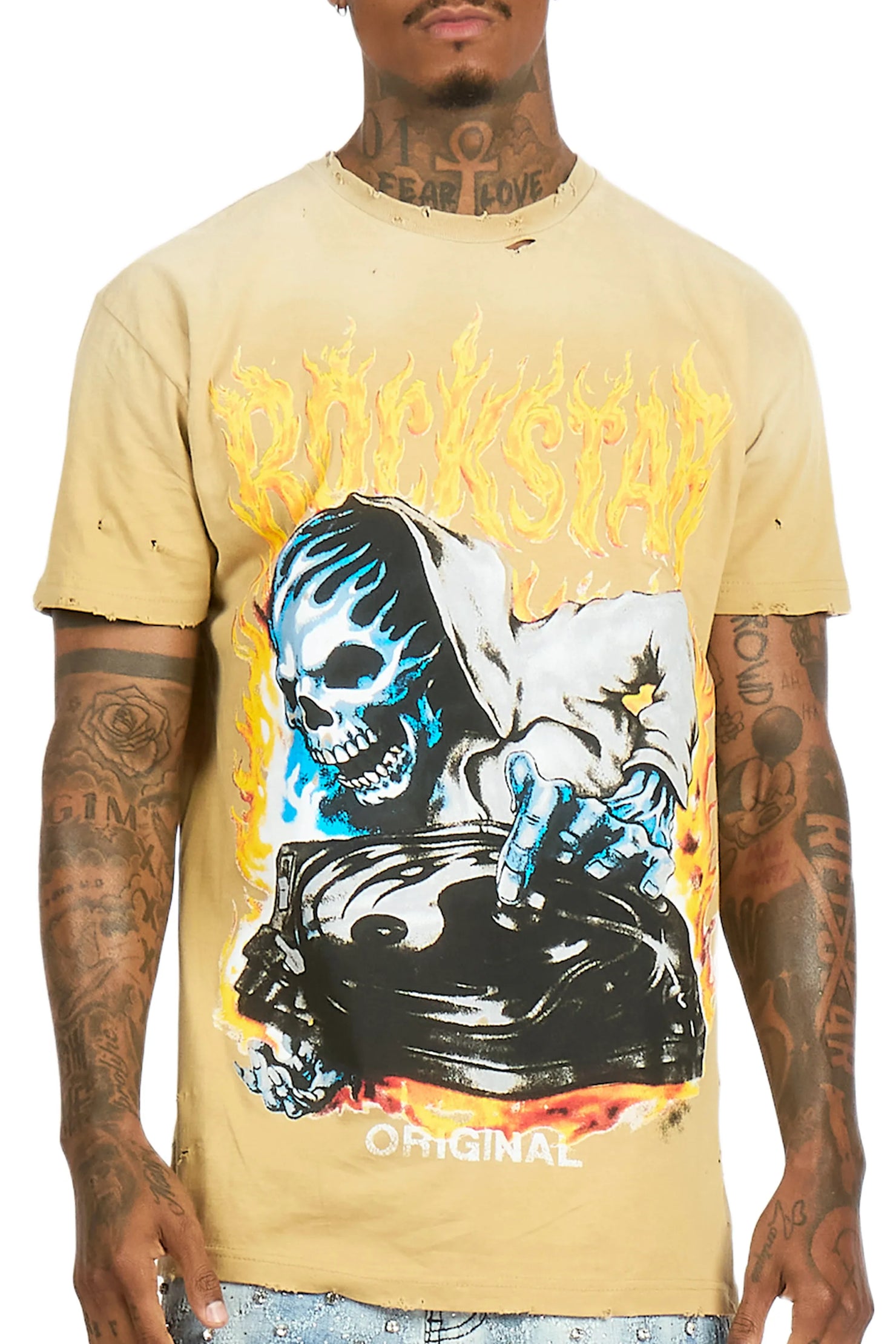 Dice Beige Oversized Graphic T-Shirt