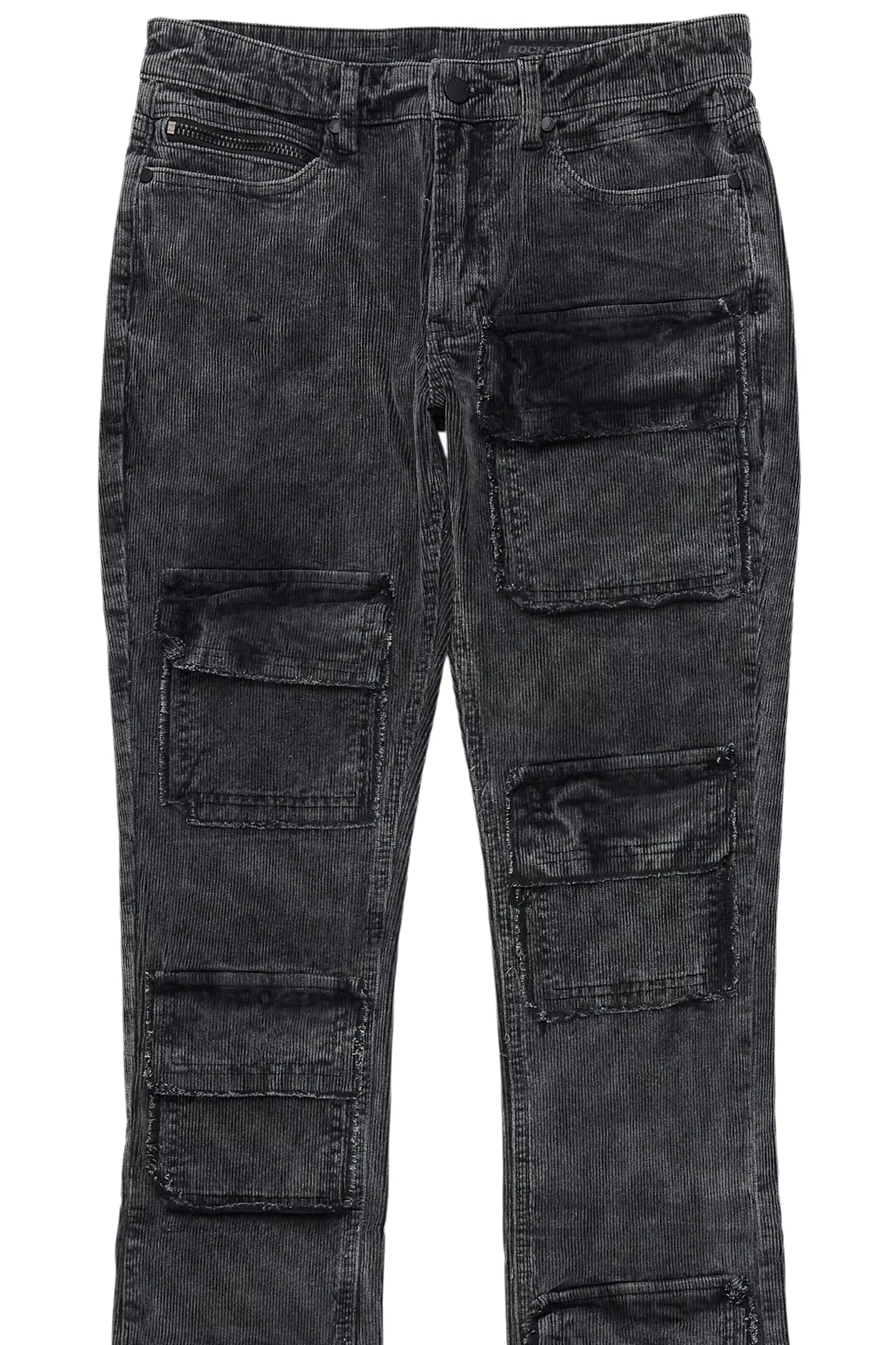 Petrus Grey Stacked Flare Corduroy Pant