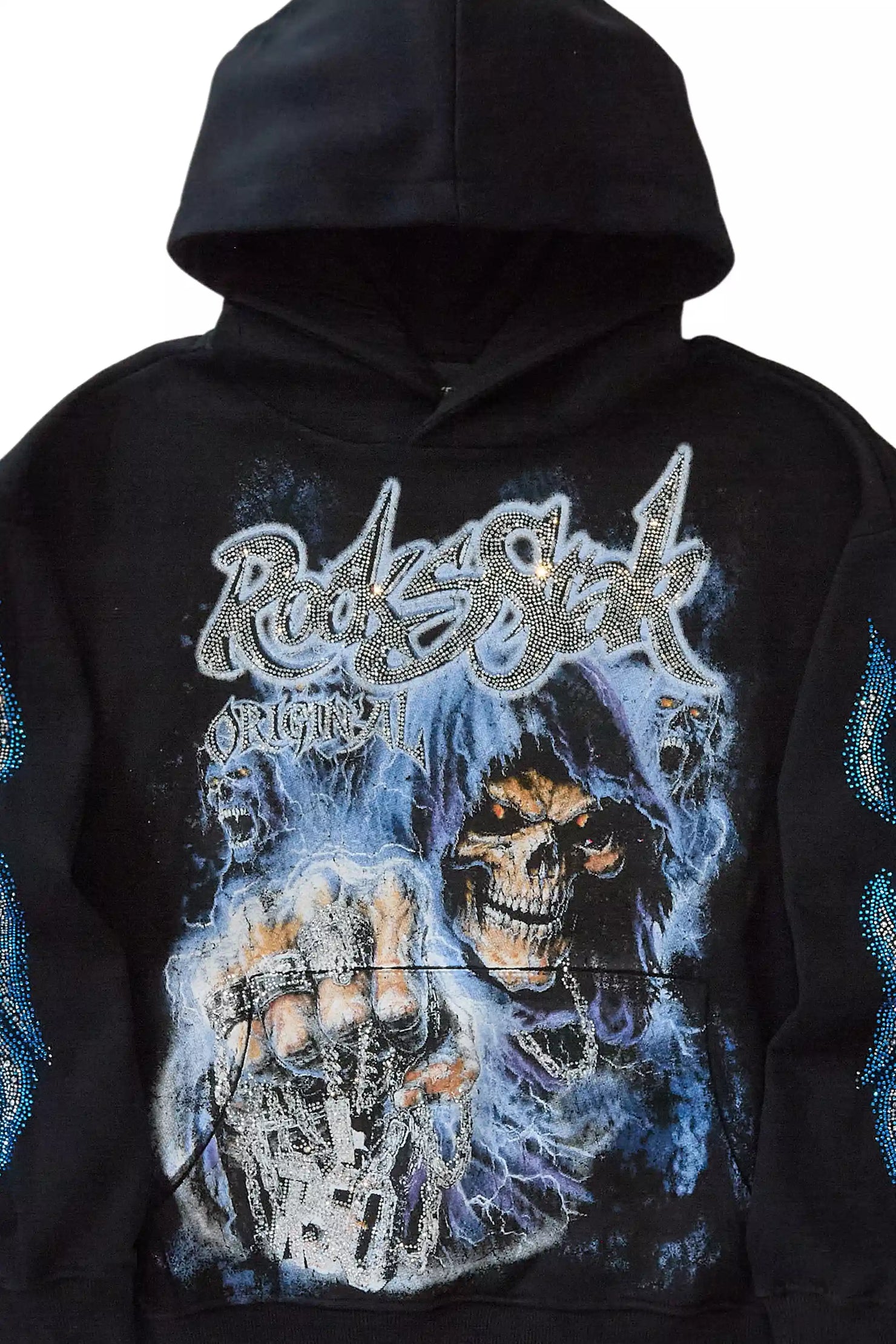 Kovari Black Rhinestone Oversized Hoodie