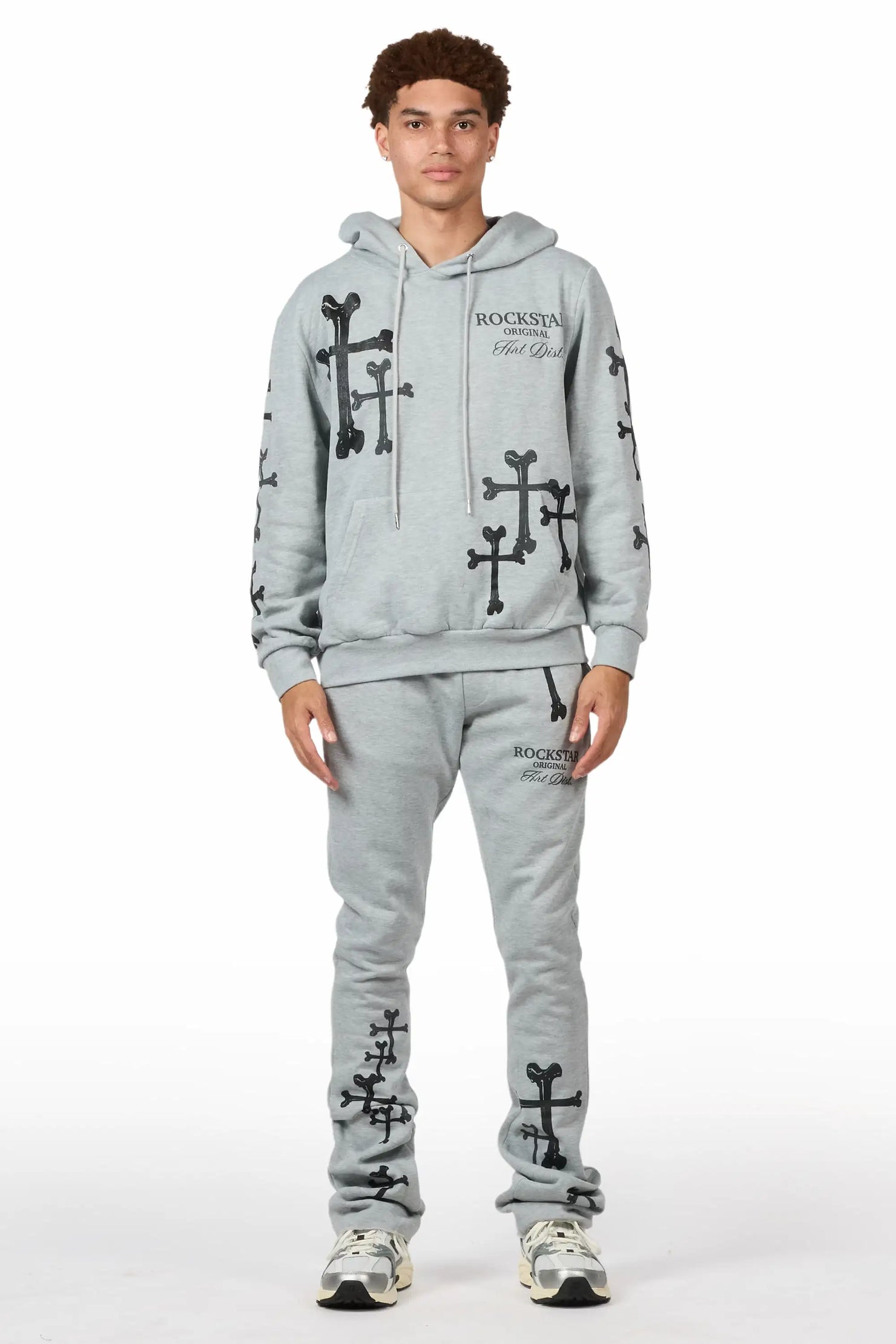 Olivier 2.0 Heather Grey Hoodie/Stacked Flare Track Set