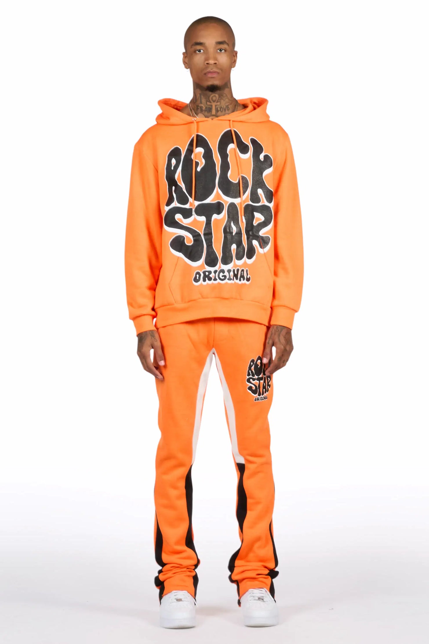 Warblen Orange/Black Hoodie/Stacked Track Pant Set