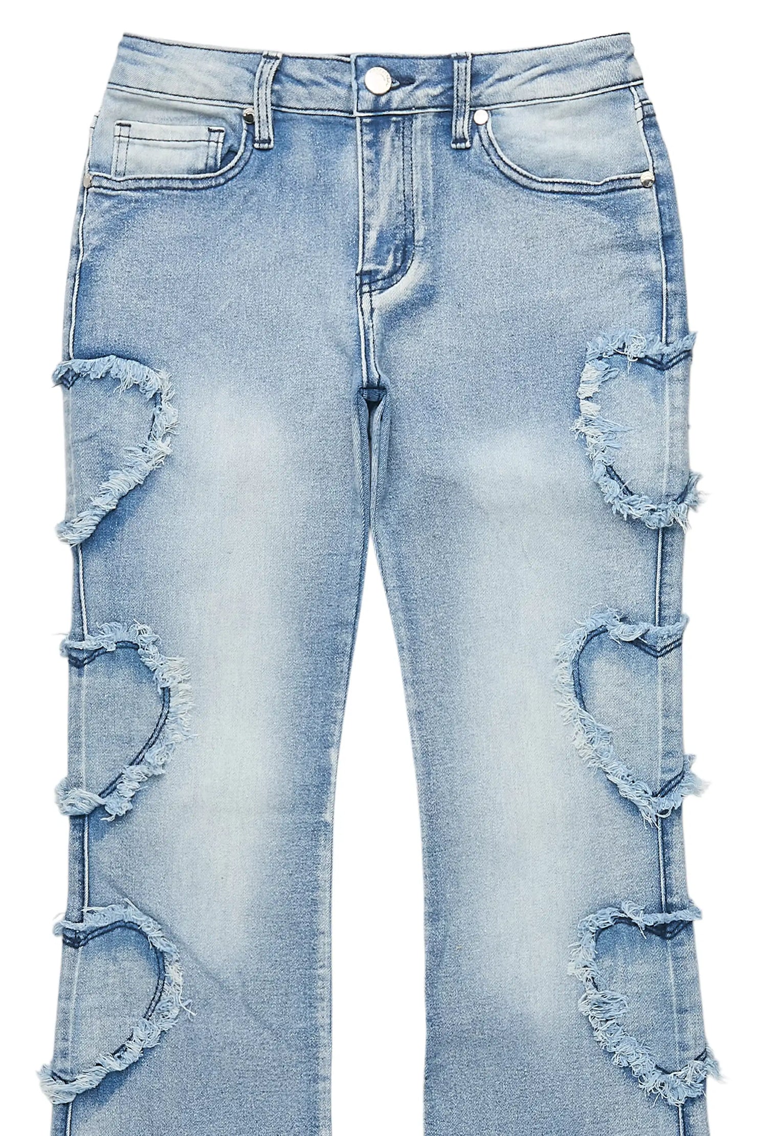 Girls Sinayah Heart Light Wash Stacked Flare Jean
