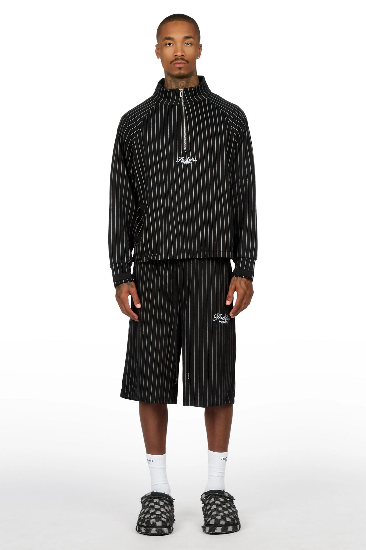 Hernan Black Quarter Zip Raglan Short Set